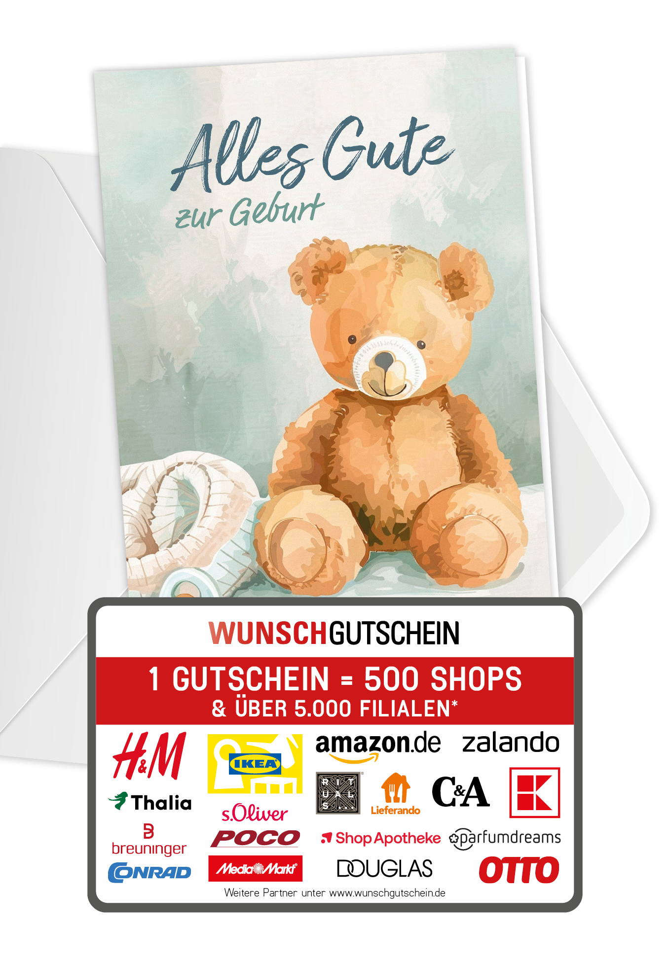 Alles Gute Geburt - Teddy Schnuller