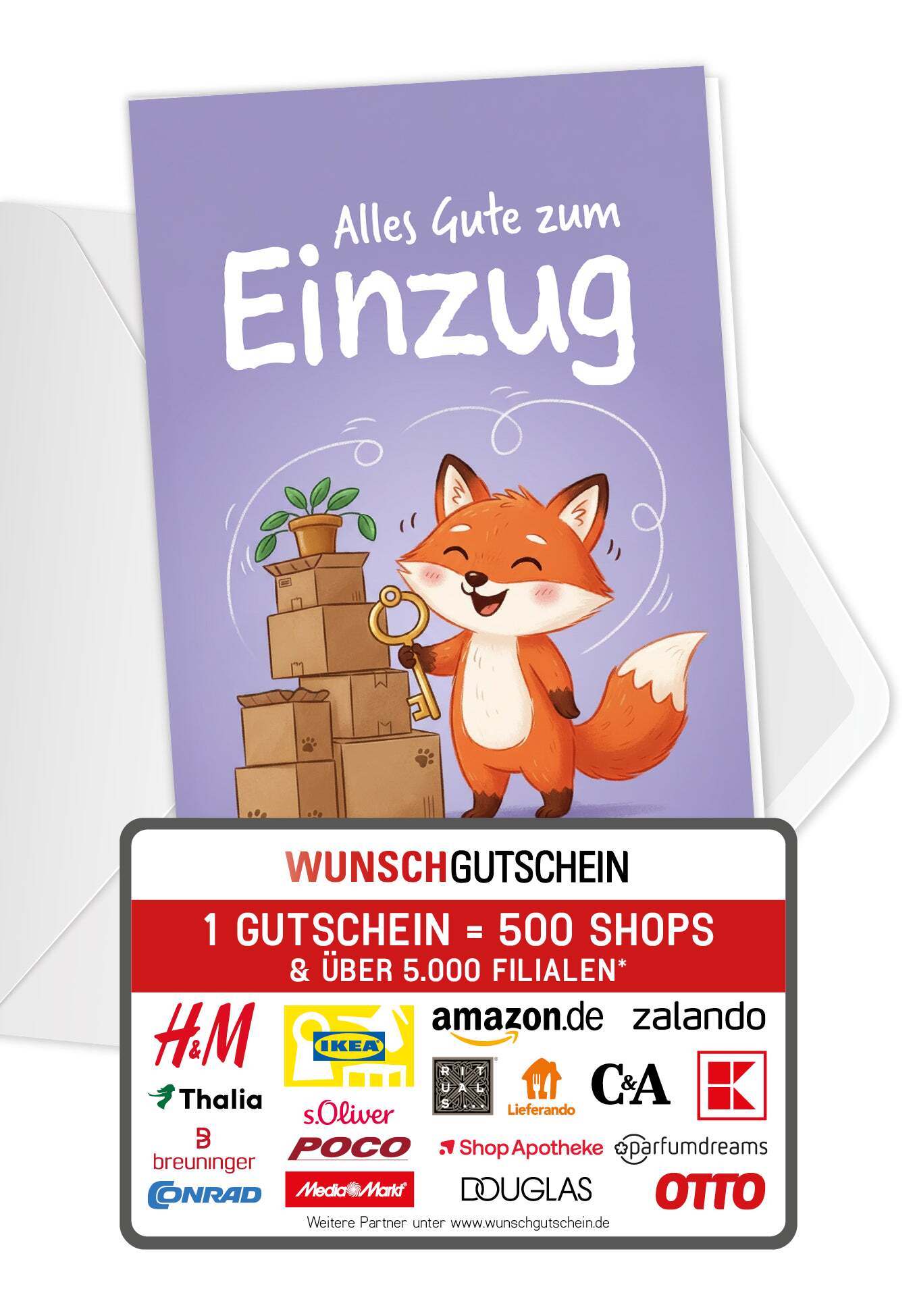 Alles Gute zum Einzug - Fuchs Lila