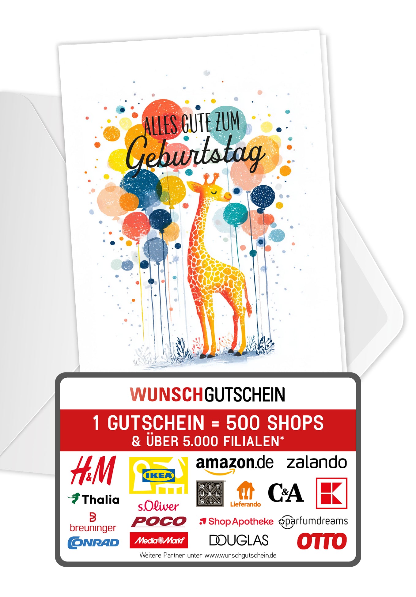 Alles Gute zum Geburtstag - Giraffe und Ballons