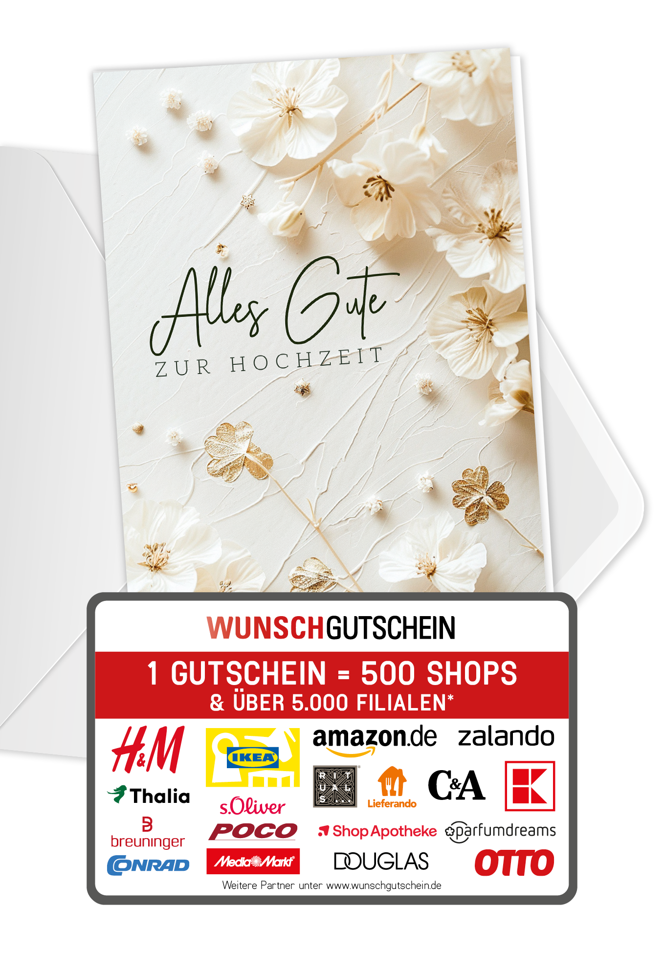 Alles Gute zur Hochzeit - Blumen Weiss