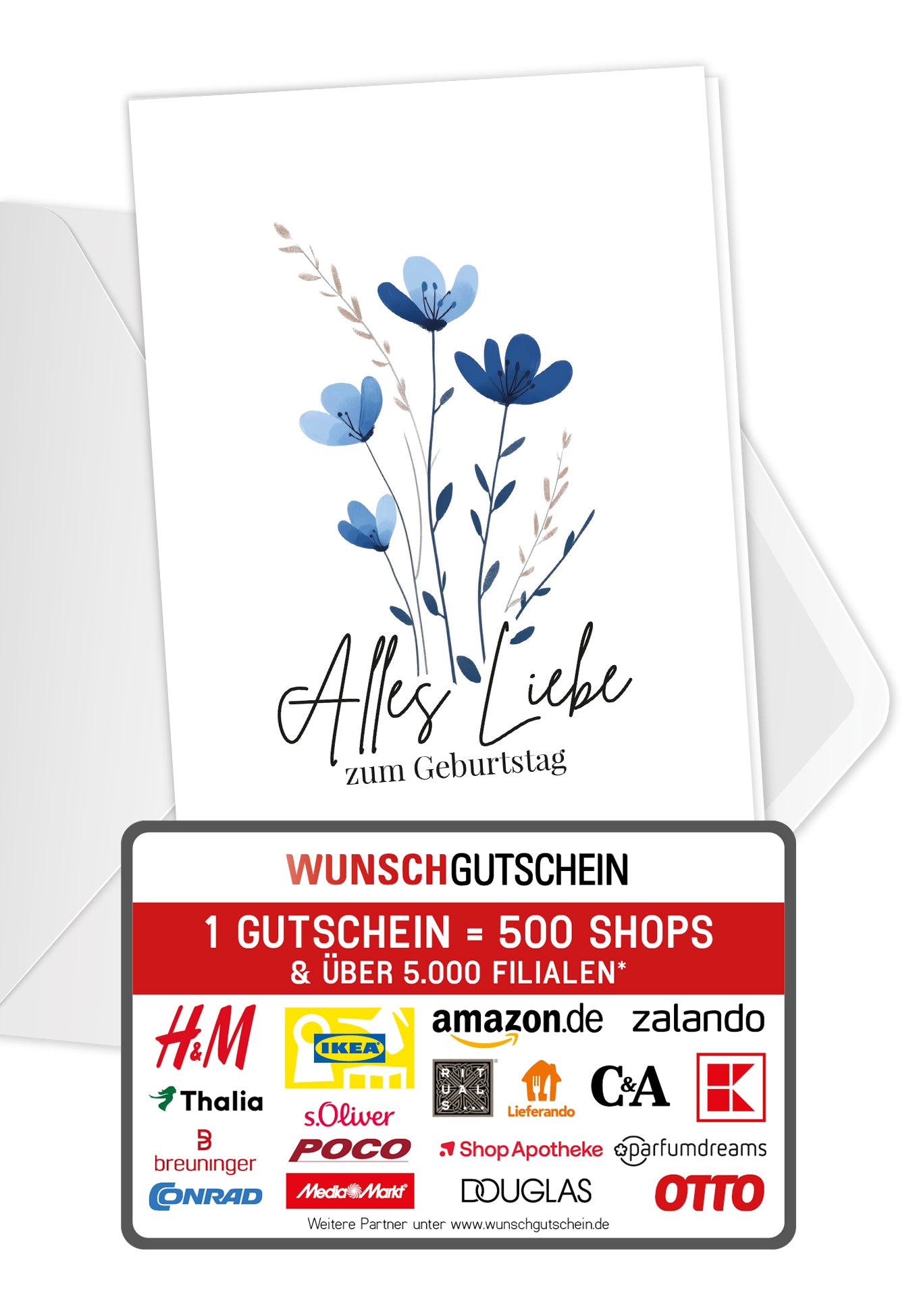 Alles Liebe zum Geburtstag - Blumen Blau