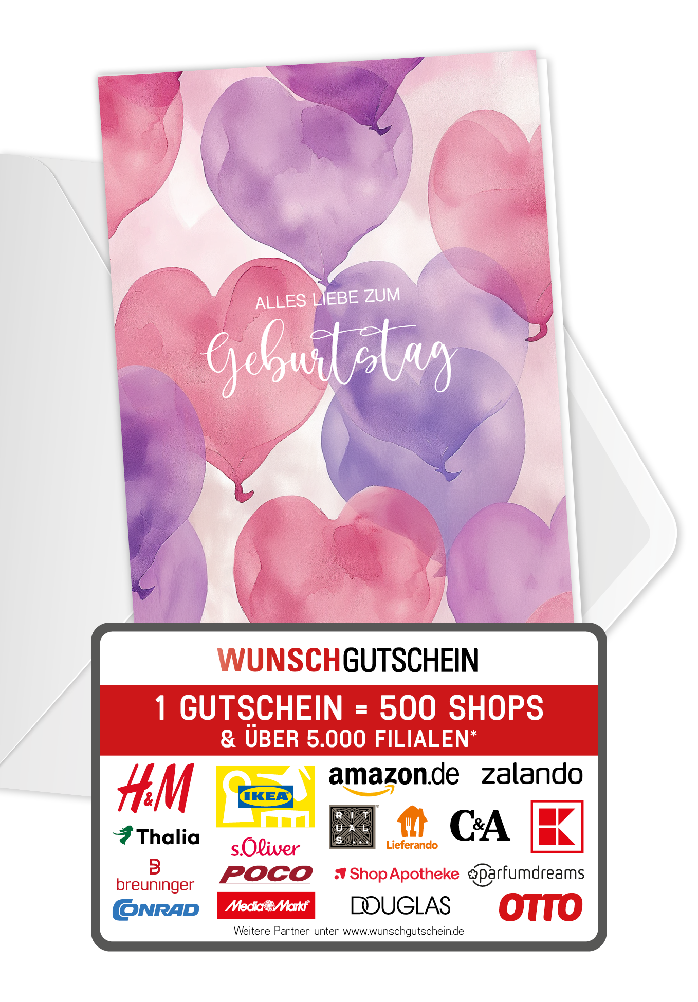 Alles Liebe zum Geburtstag - Herzen Pink