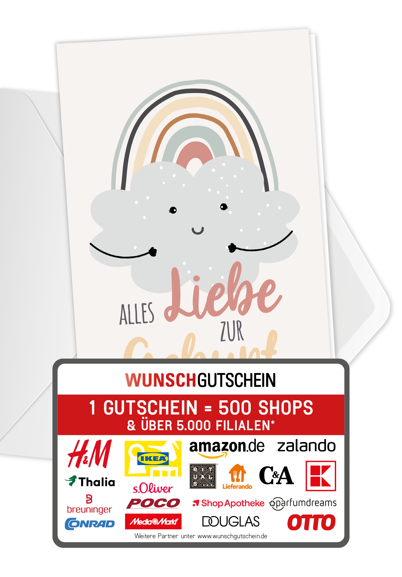 Alles Liebe zur Geburt - Wolke Regenbogen