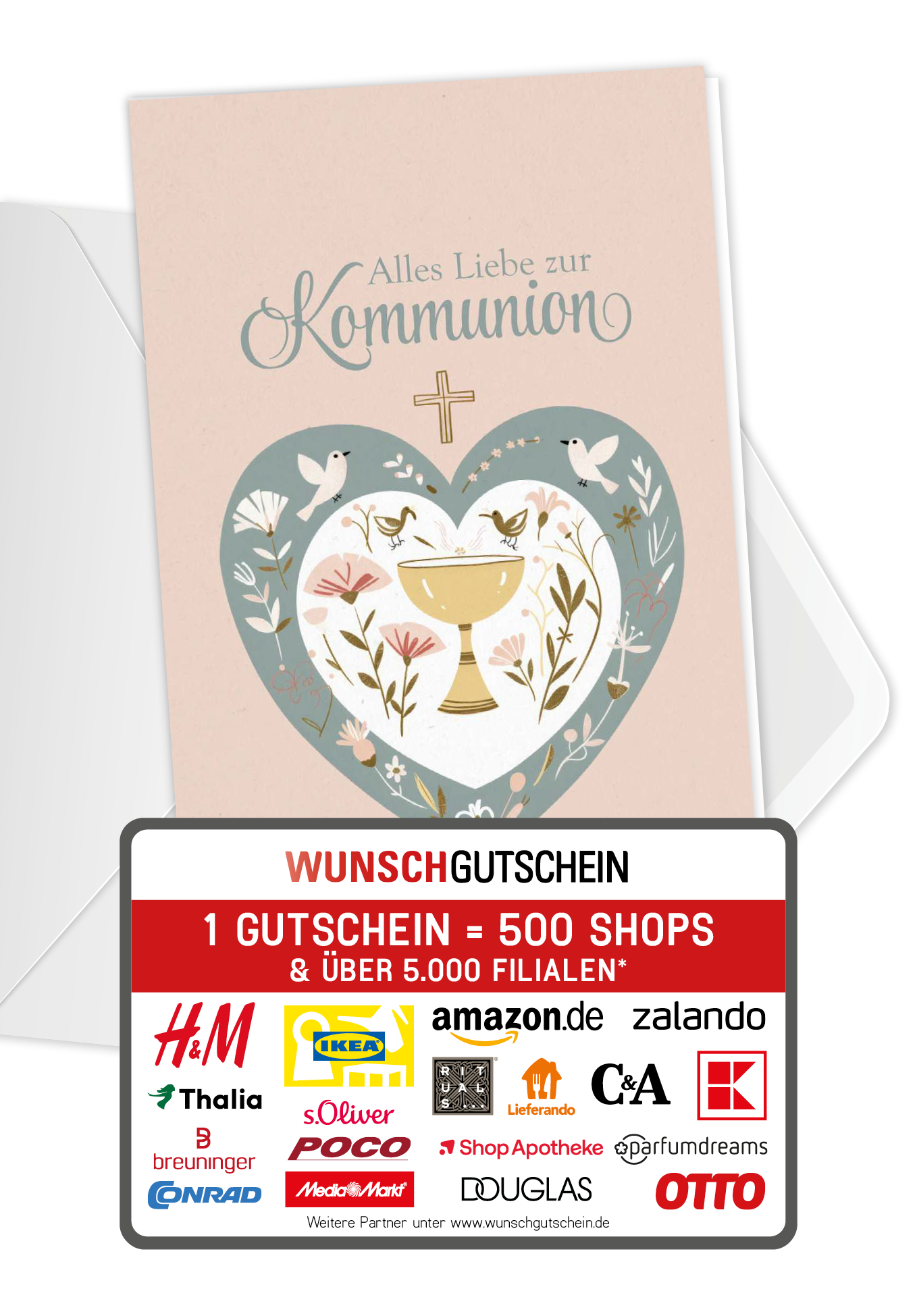 Alles Liebe zur Kommunion - Herz Vögel