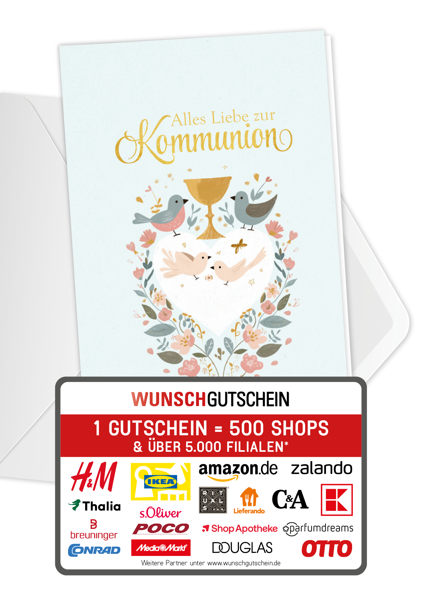 Alles Liebe zur Kommunion - Vögel Blumen