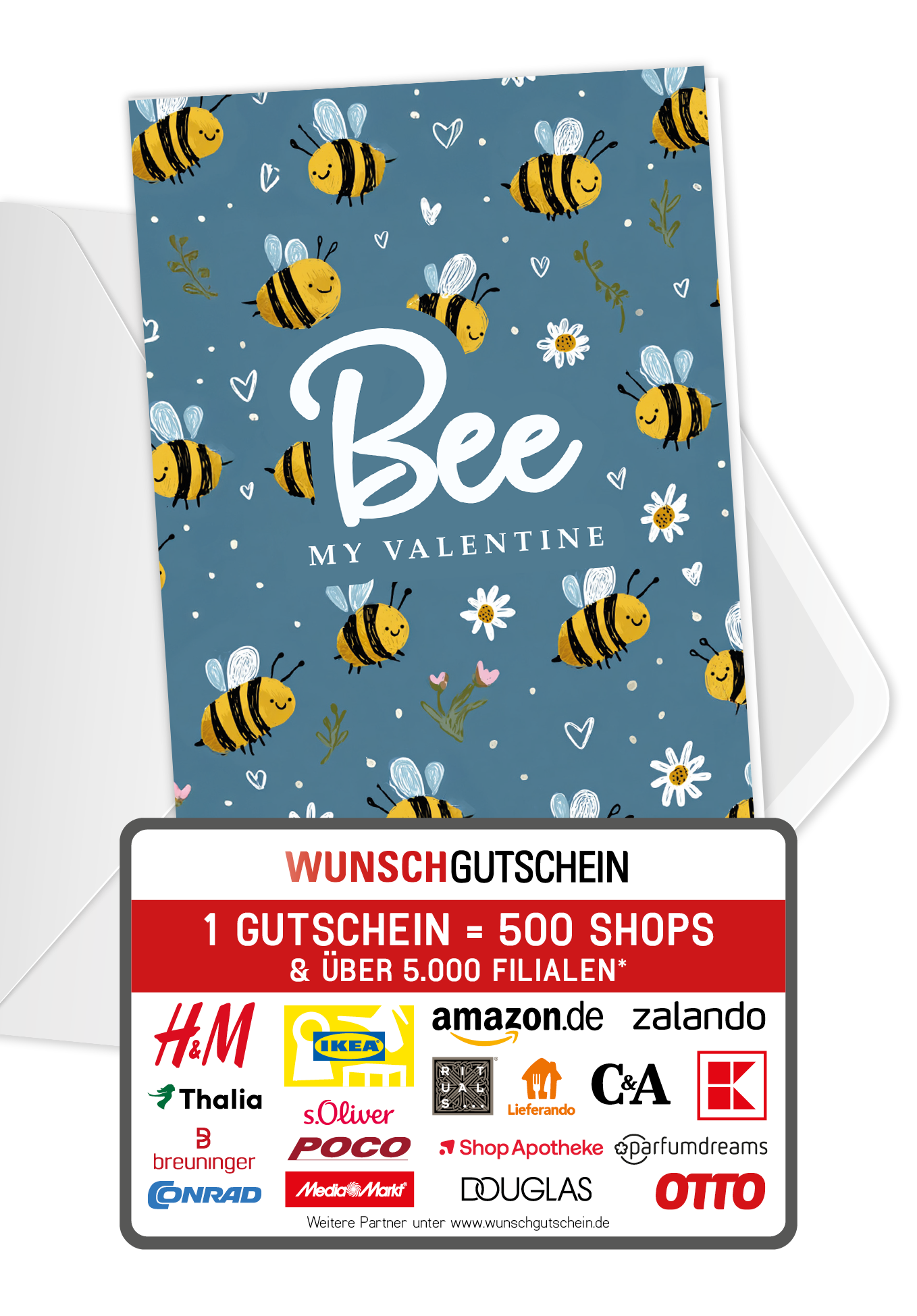 Bee my Valentine - Bienenmuster Blau