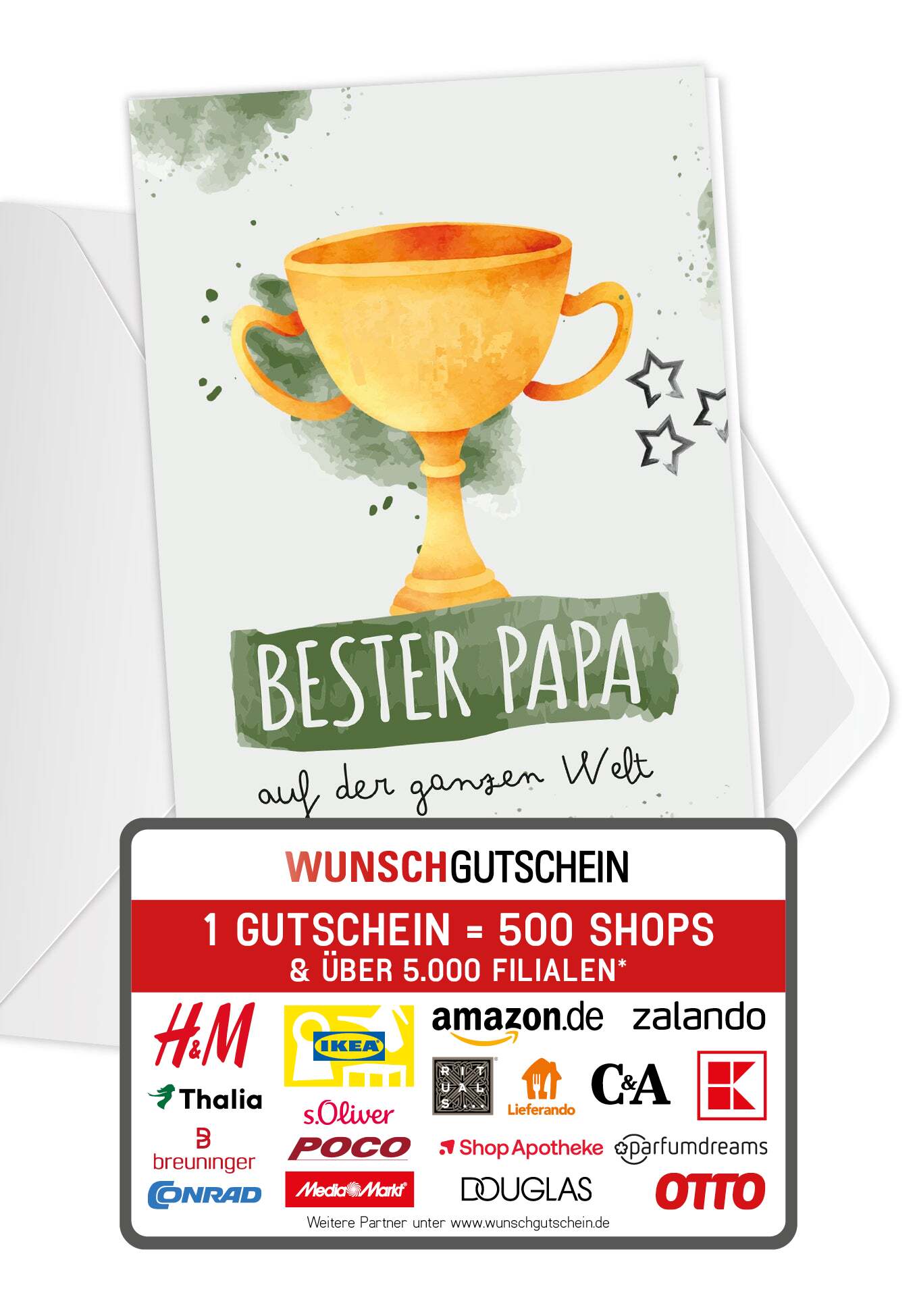 Bester Papa auf der ganzen Welt - Pokal Wasserfarbe Grün