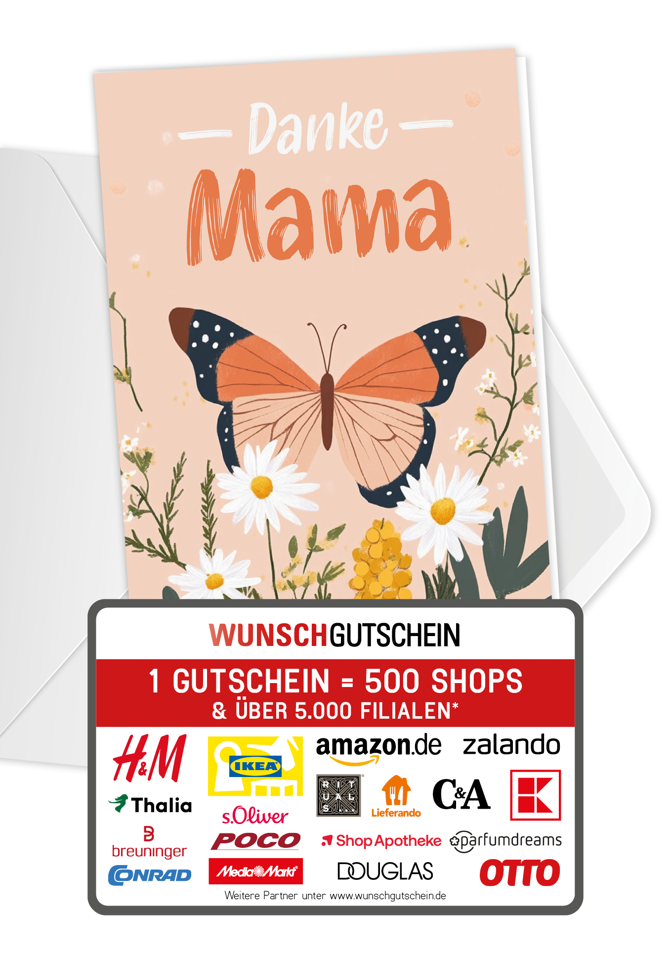 Danke Mama - Schmetterling Orange