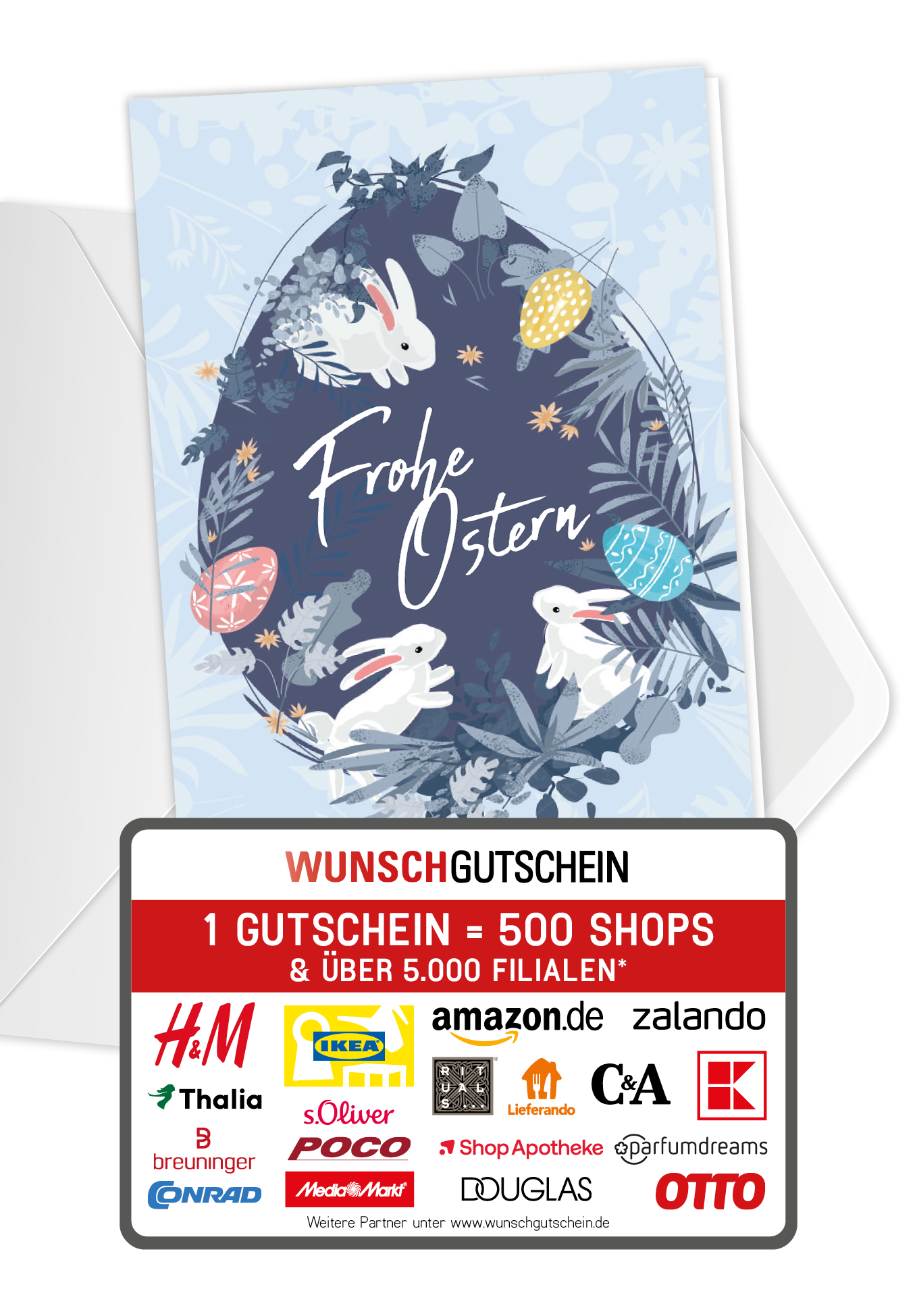 Frohe Ostern - Ei auf Blau