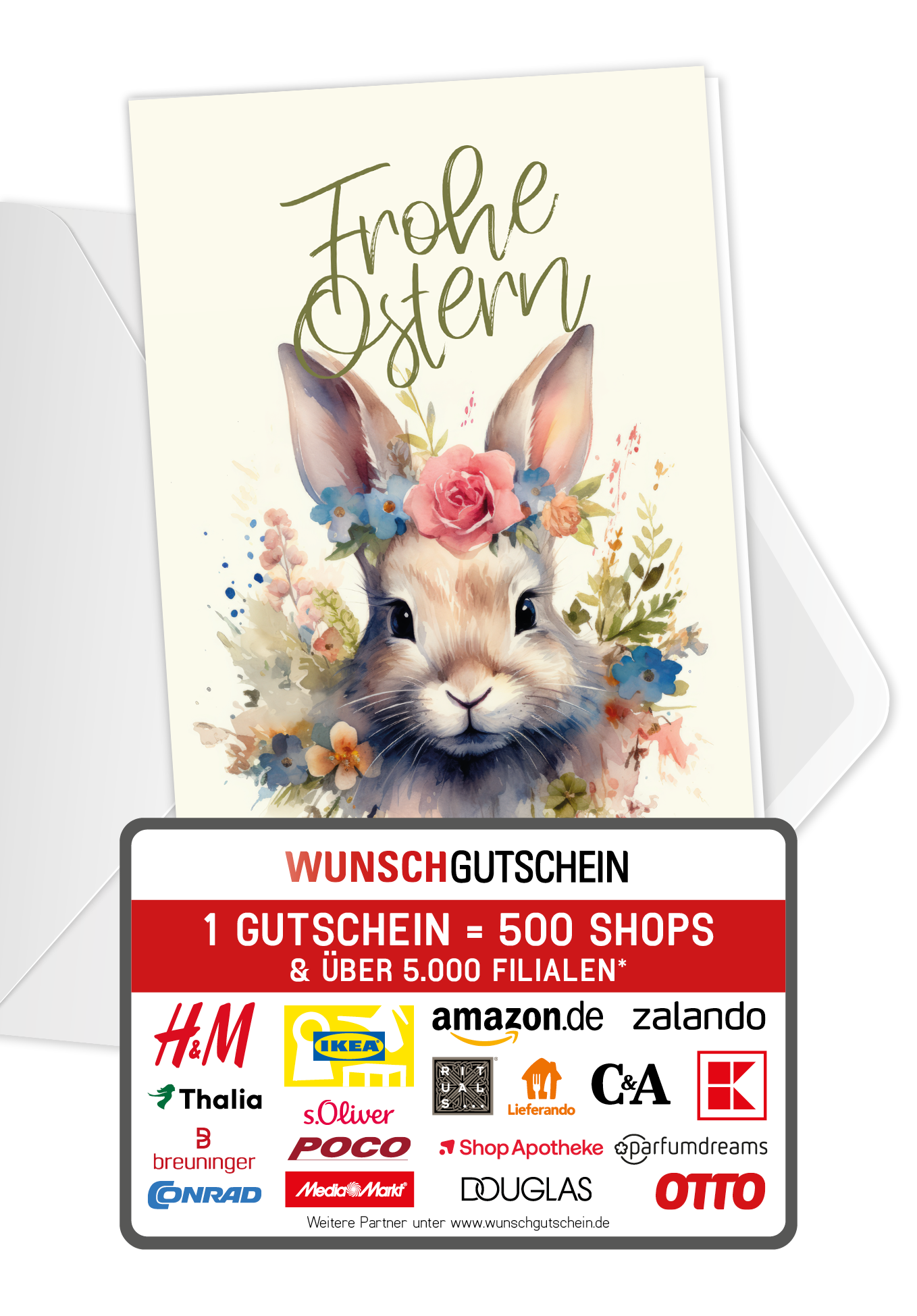 Frohe Ostern - Hase Blumen