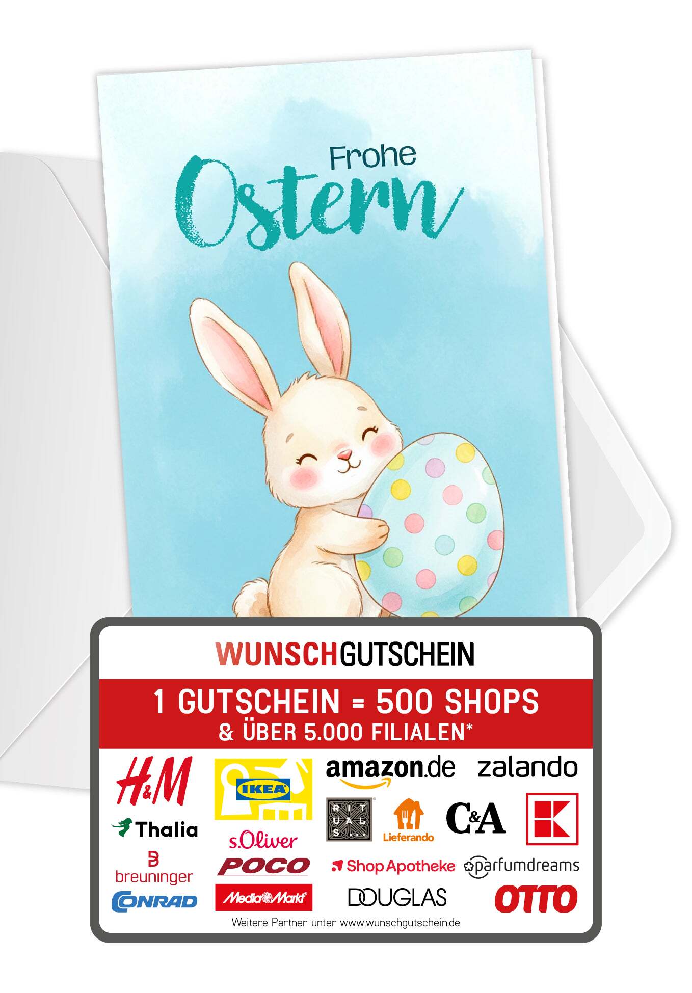 Frohe Ostern - Hase mit Ei Blau