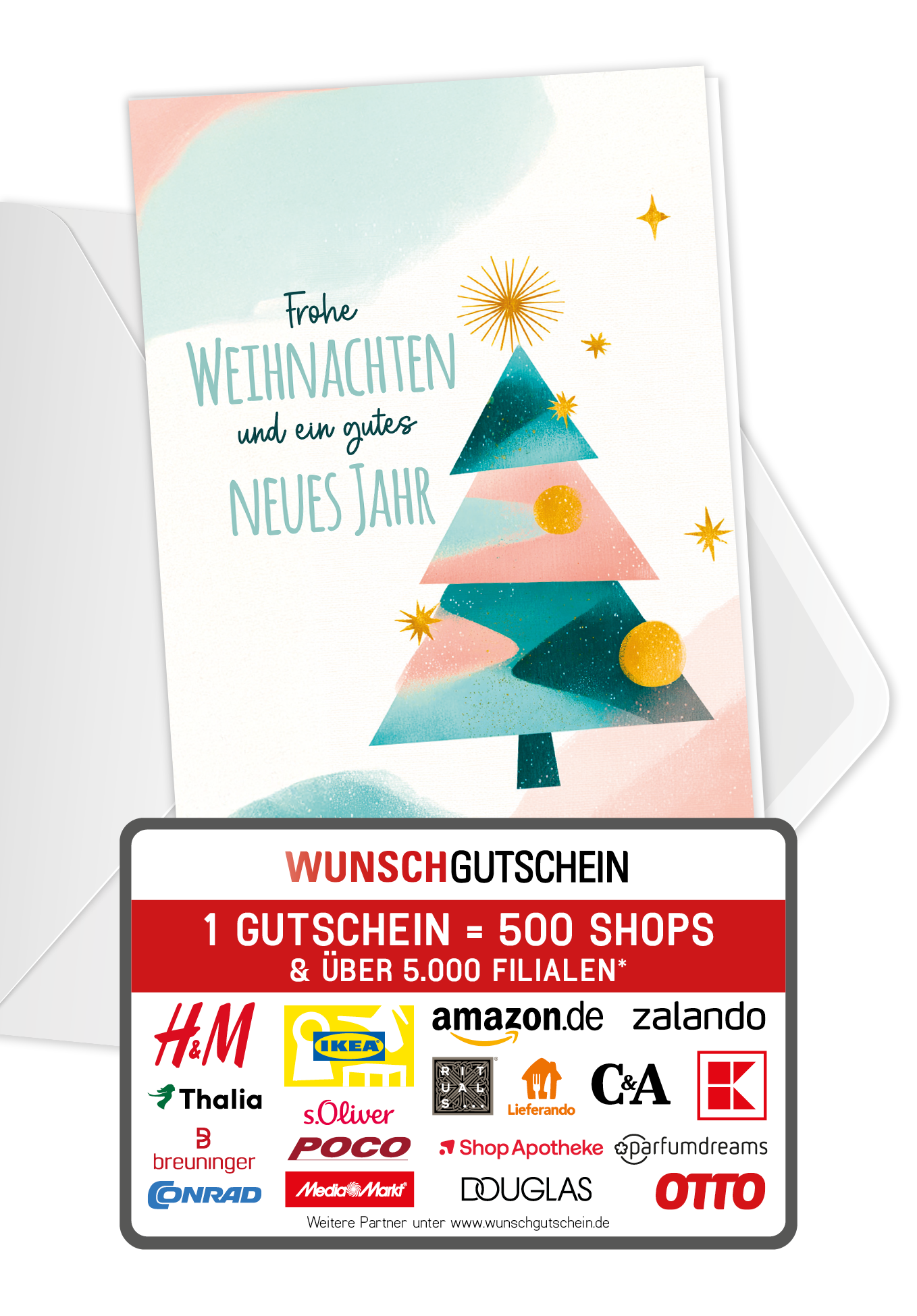 Frohe Weihnachten Neujahr - Tanne Grün Rosa