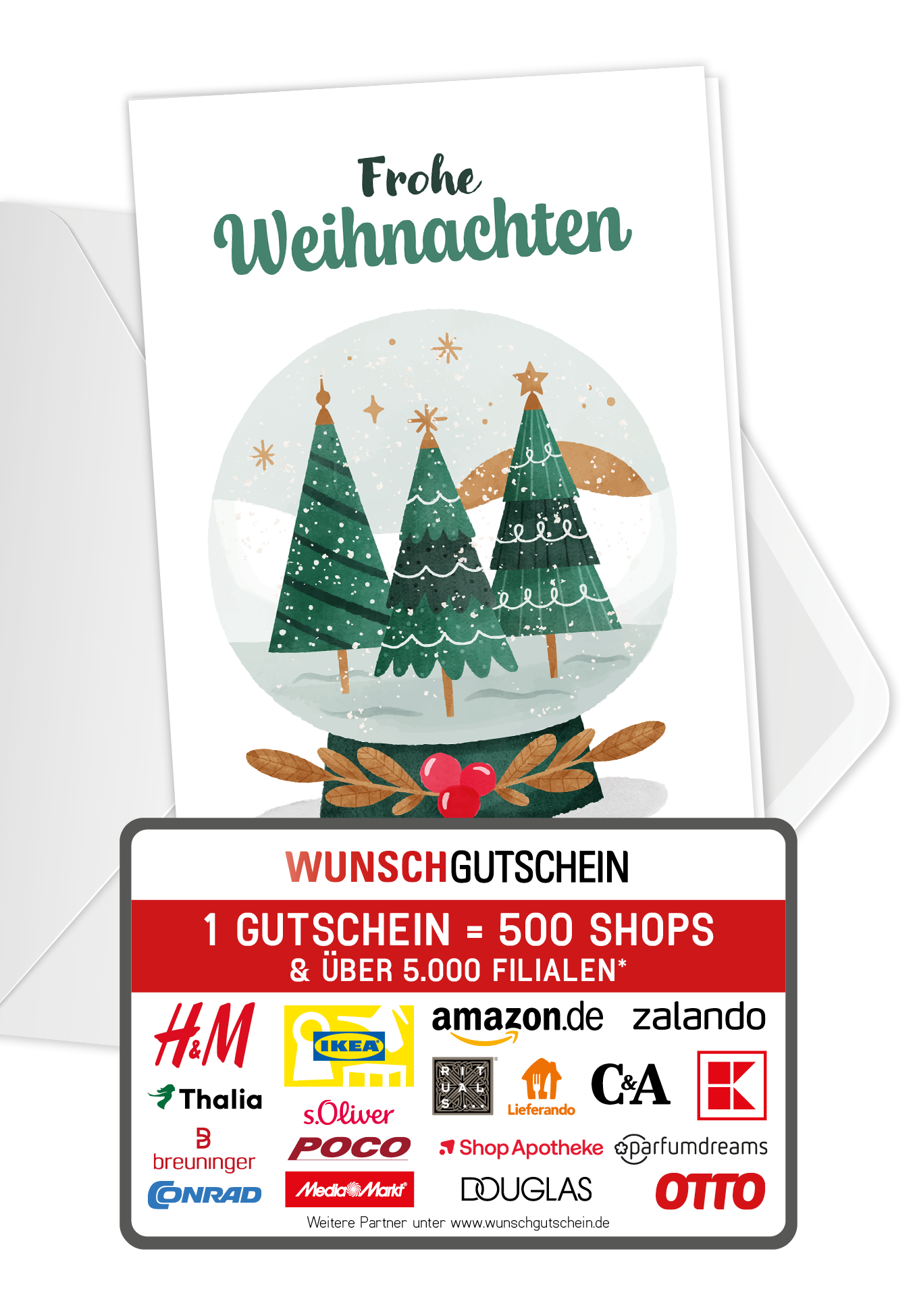 Frohe Weihnachten - Schneekugel Bäume