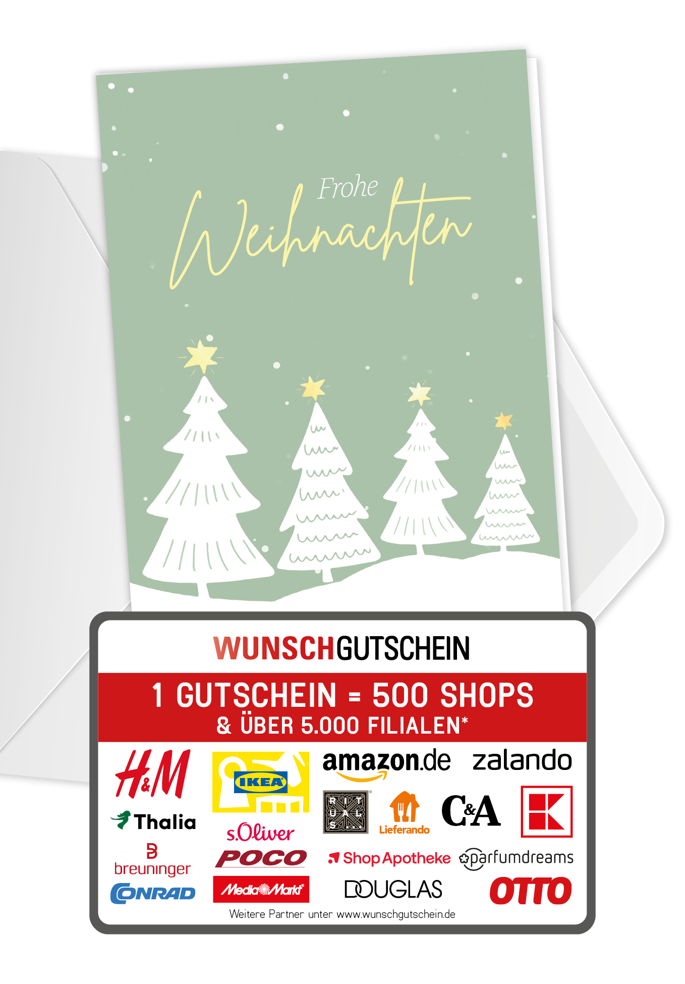 Frohe Weihnachten - Tannen Grün Gelb