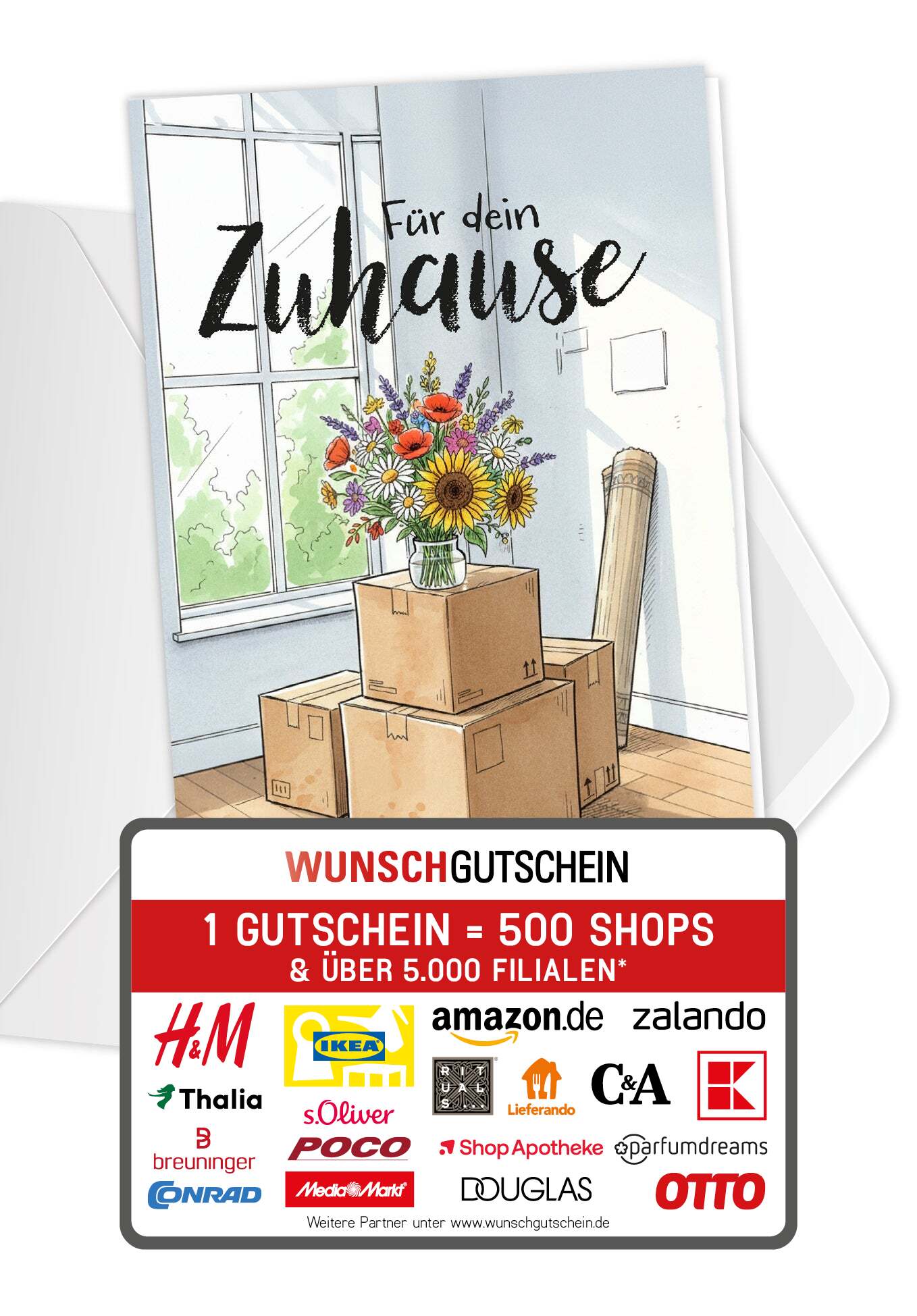 Für dein Zuhause - Blumenstrauß und Kartons