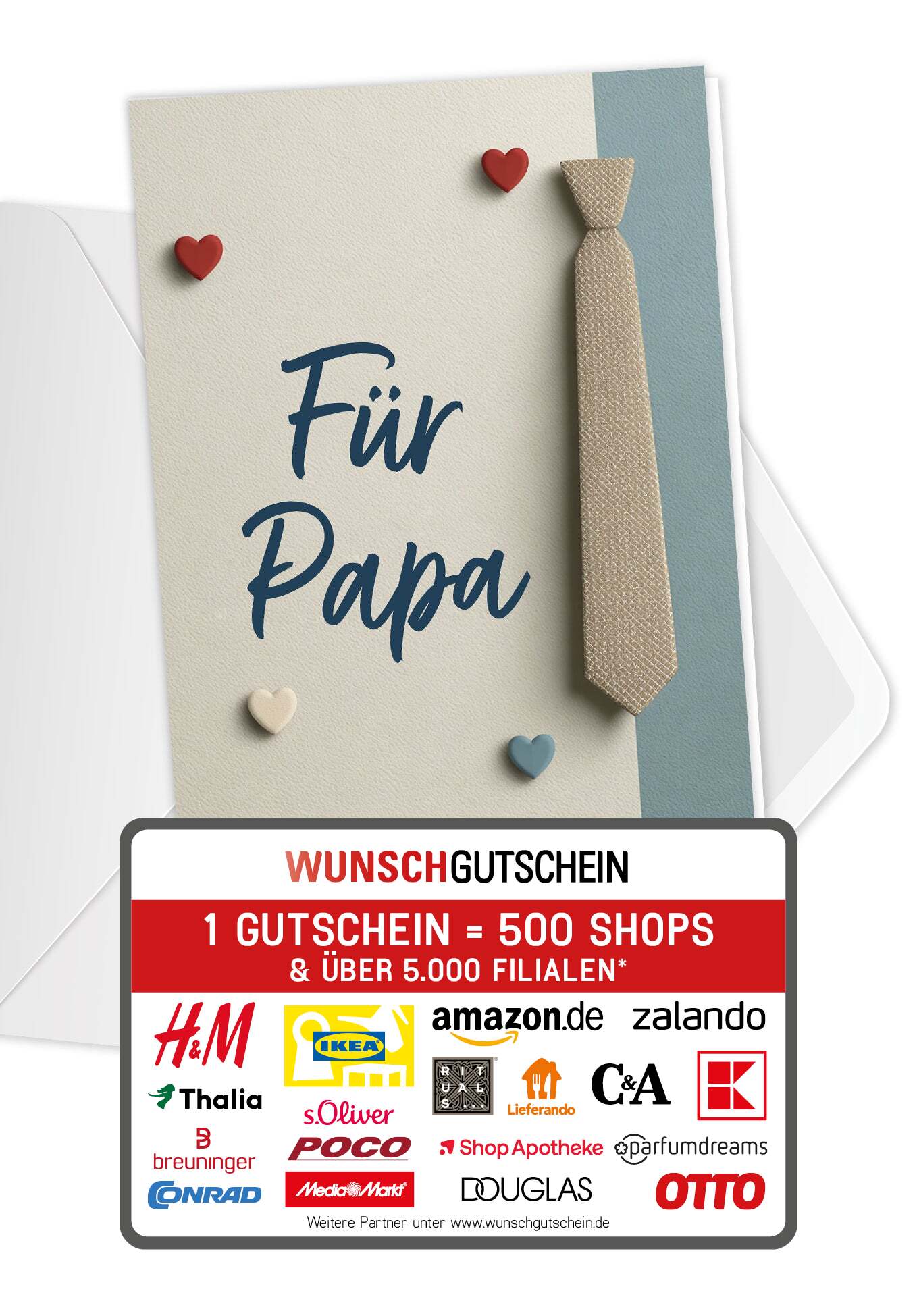 Für Papa - Krawatte und Herzen