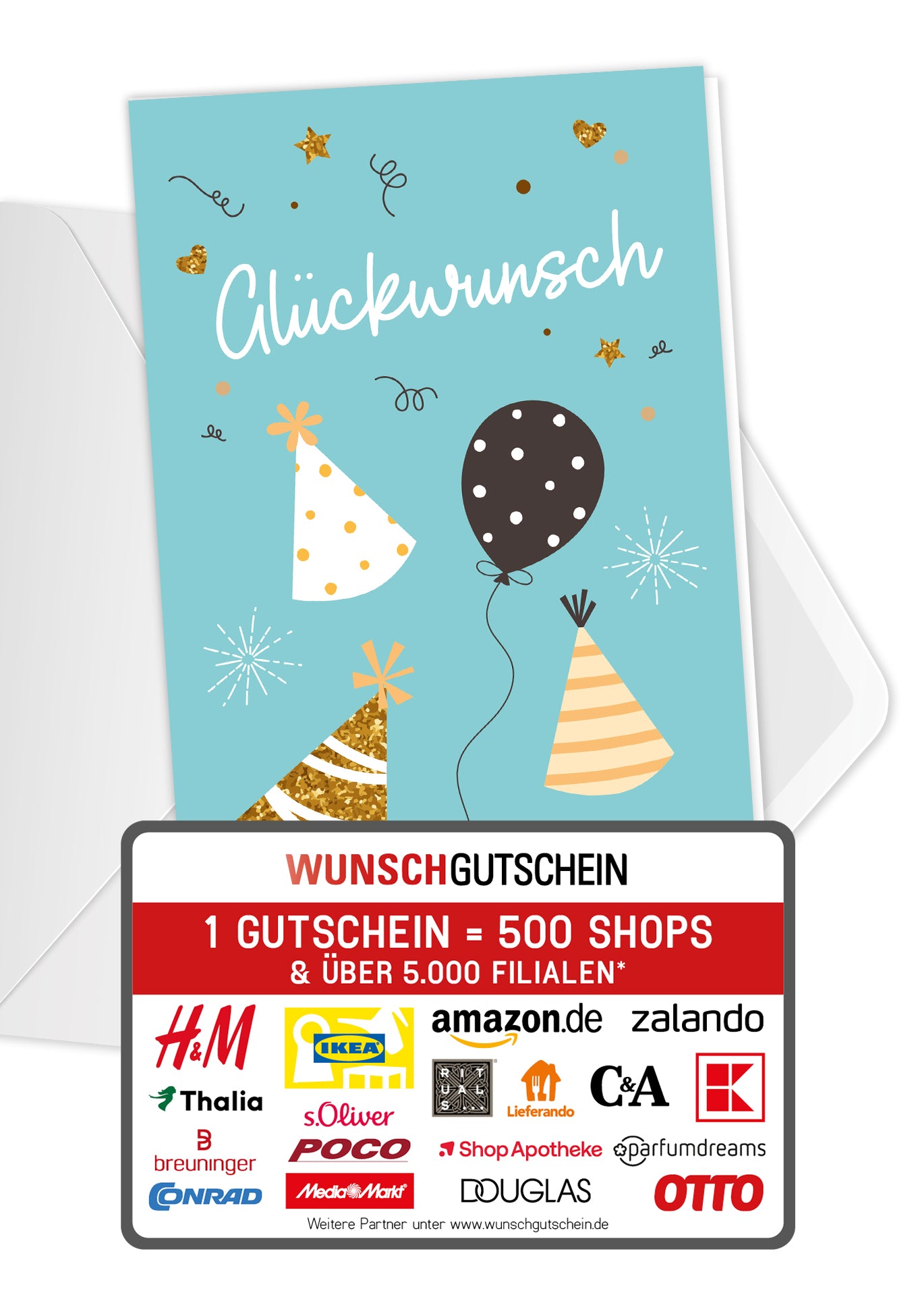 Glückwunsch - Ballons und Hüte Blau