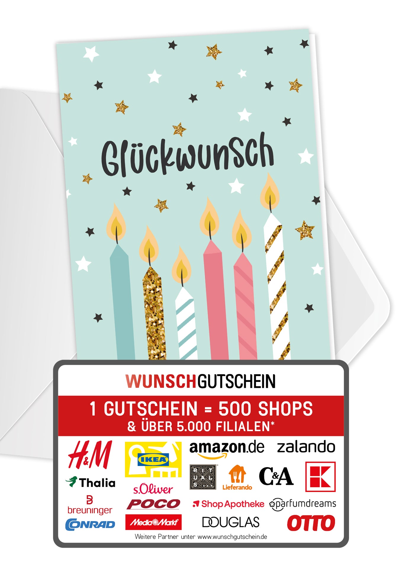 Glückwunsch - Kerzen und Sterne