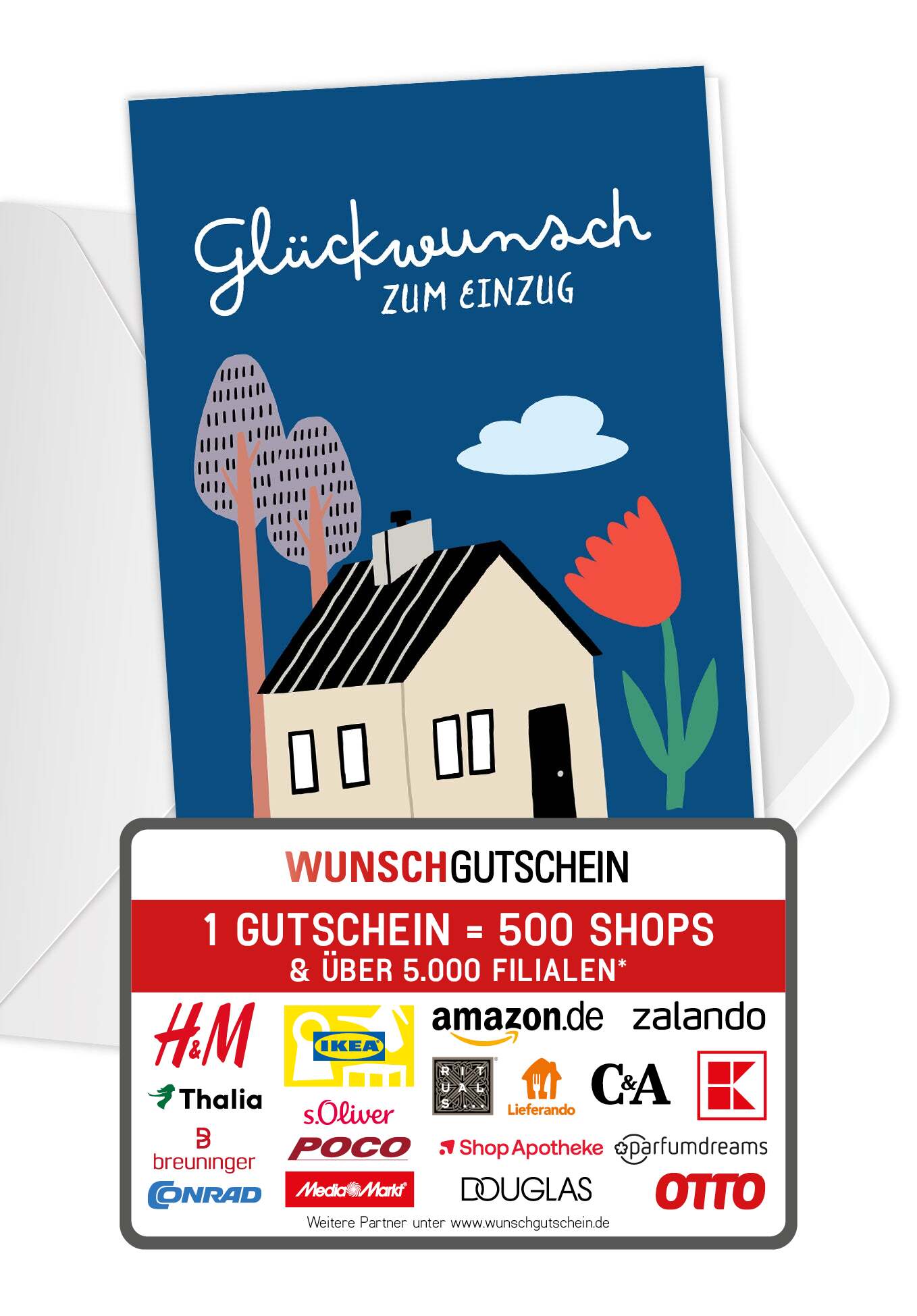 Glückwunsch zum Einzug - Haus Blume Blau