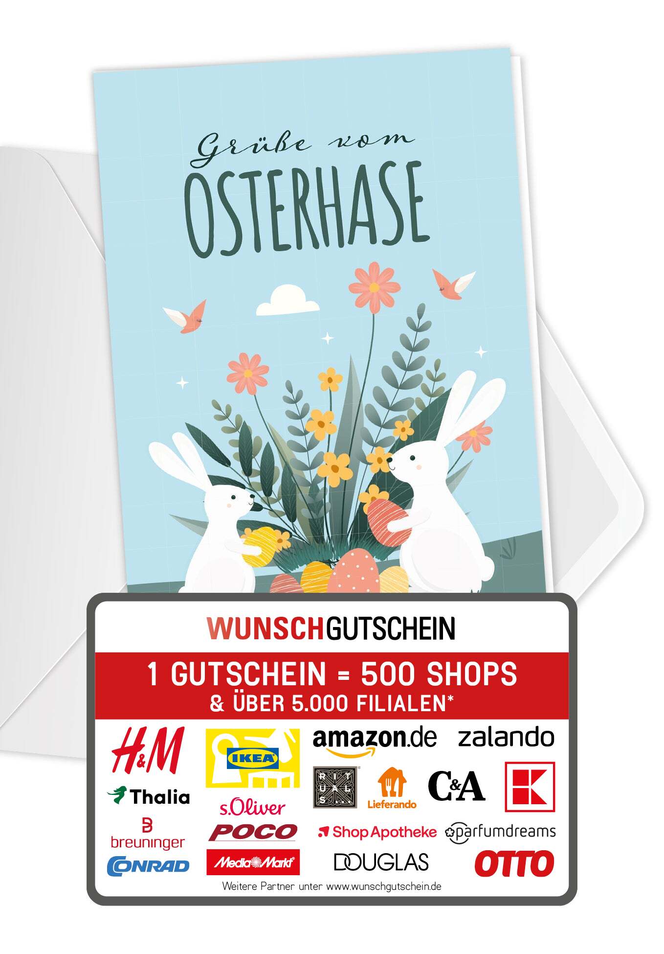 Grüße vom Osterhasen - Hase und Blumen