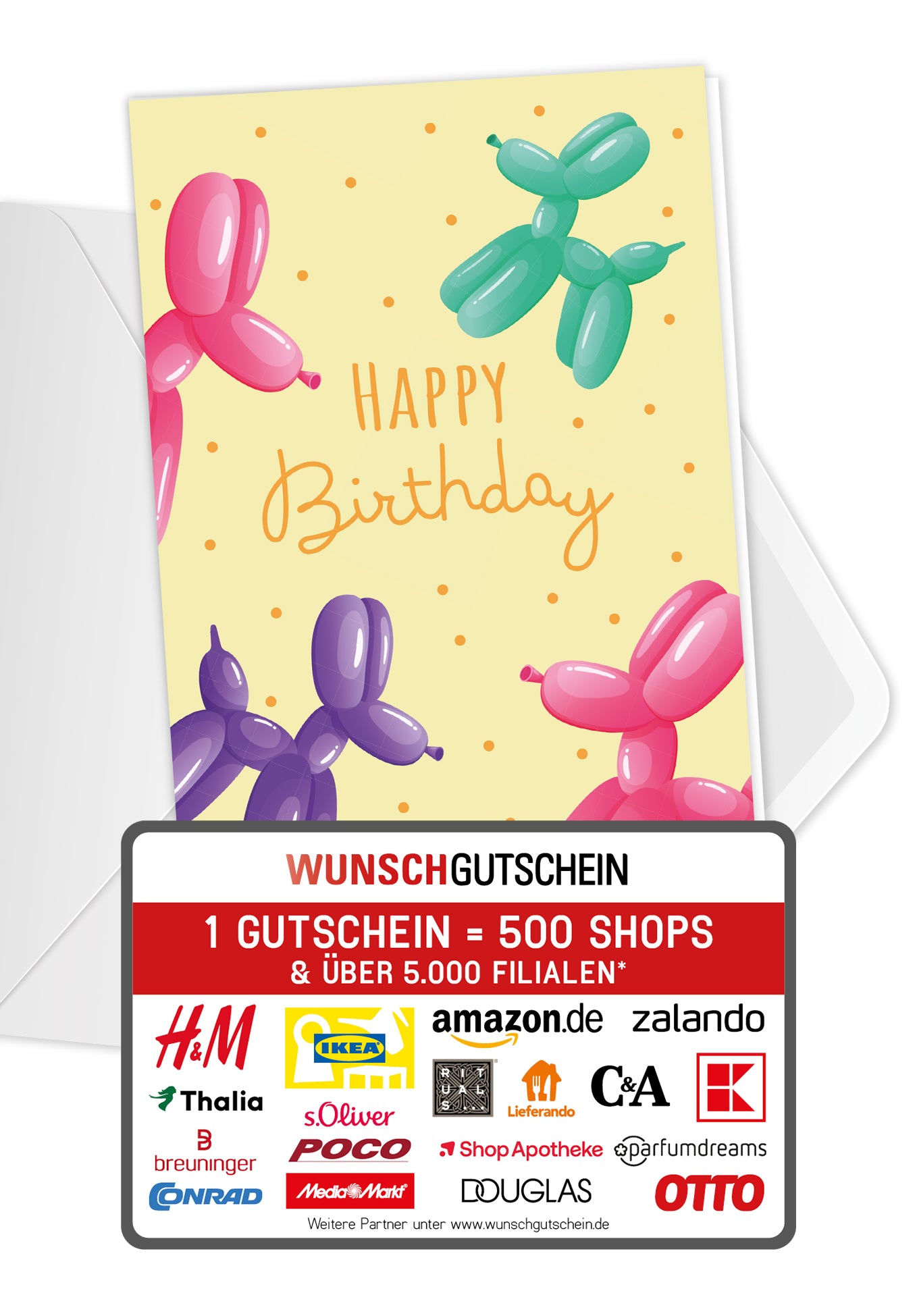 Happy Birthday - Ballonhunde Gelb
