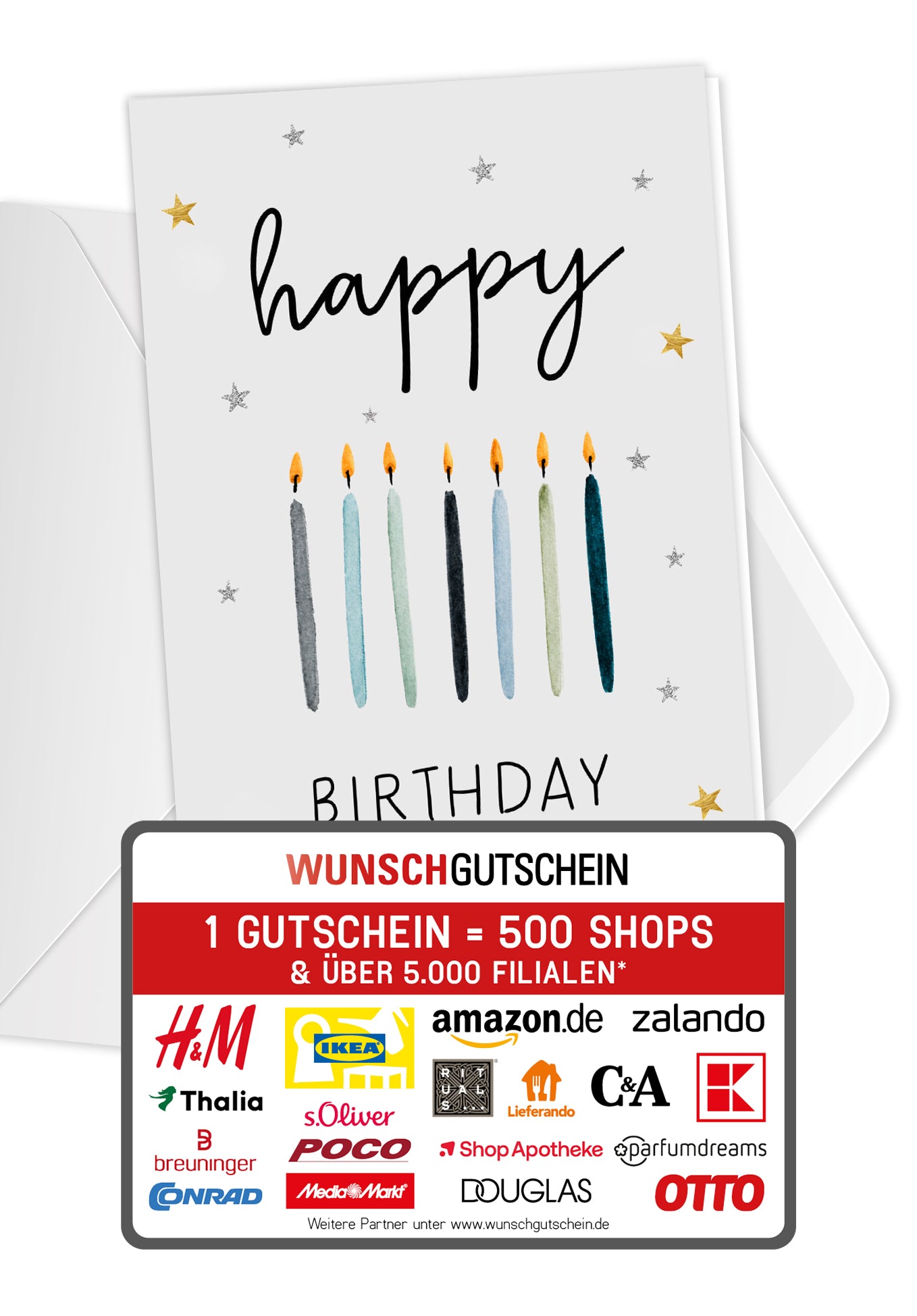 Happy Birthday - Kerzen Blau Sterne