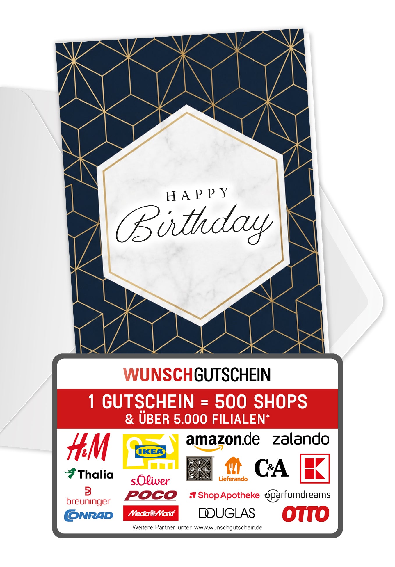 Happy Birthday - Muster Blau Gold
