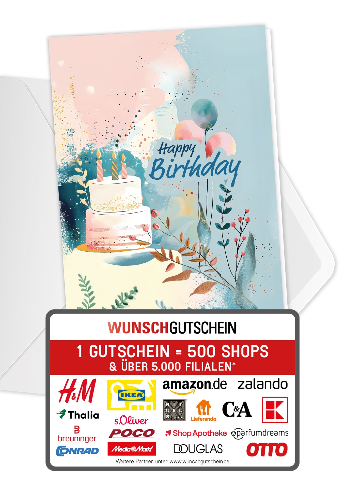 Happy Birthday - Torte und Ballons Blau