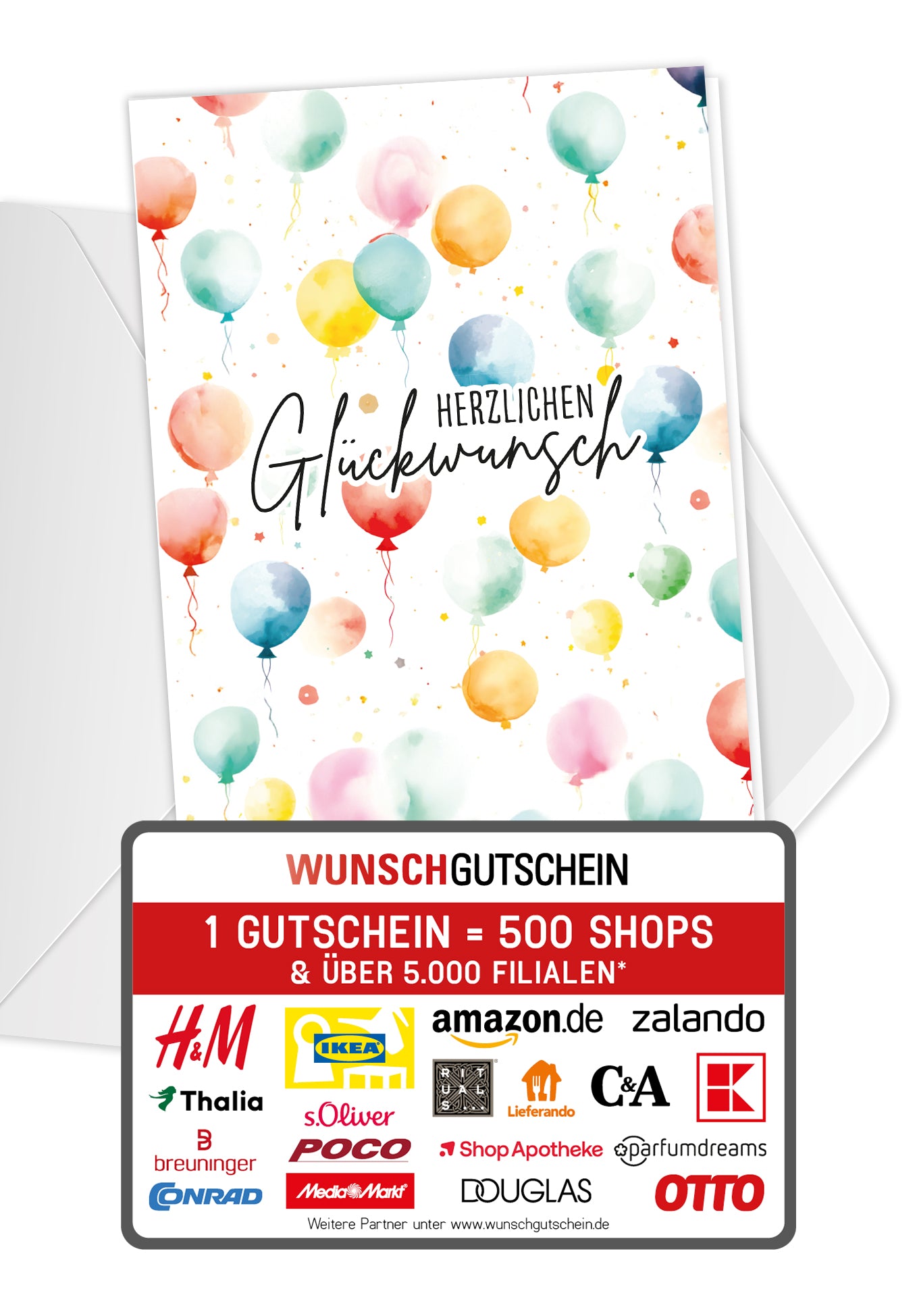 Herzlichen Glückwunsch - Ballon Muster Aquarell