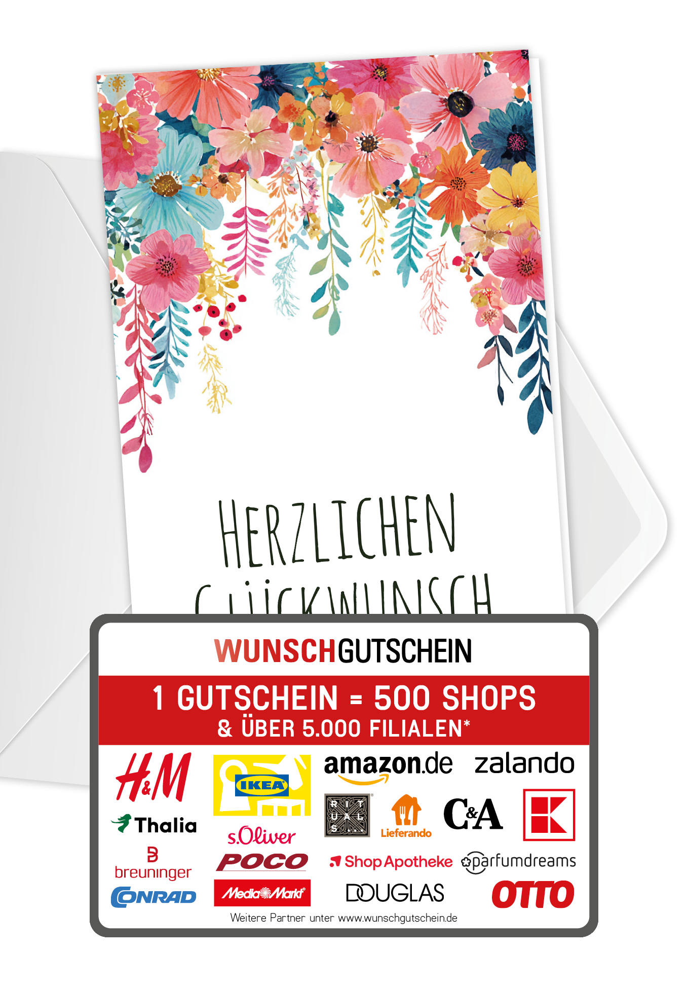 Herzlichen Glückwunsch - Blumen Hängend