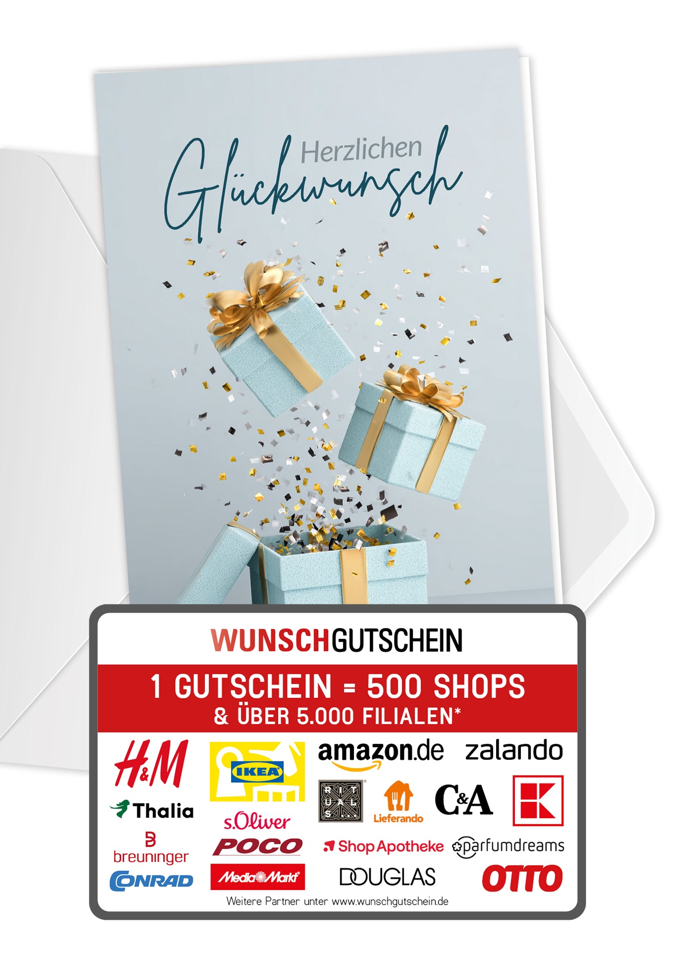 Herzlichen Glückwunsch - Geschenkboxen Blau Gold