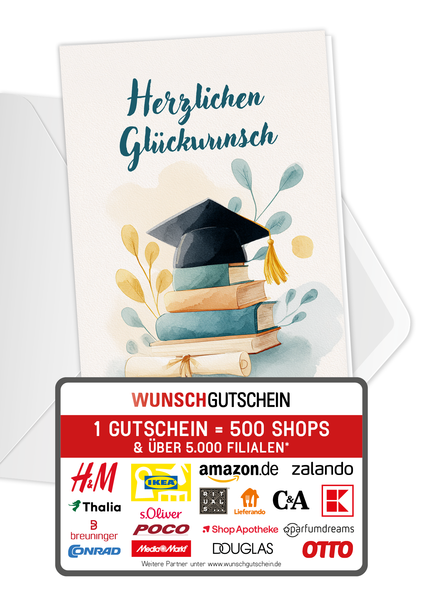 Herzlichen Glückwunsch - Hut und Bücher