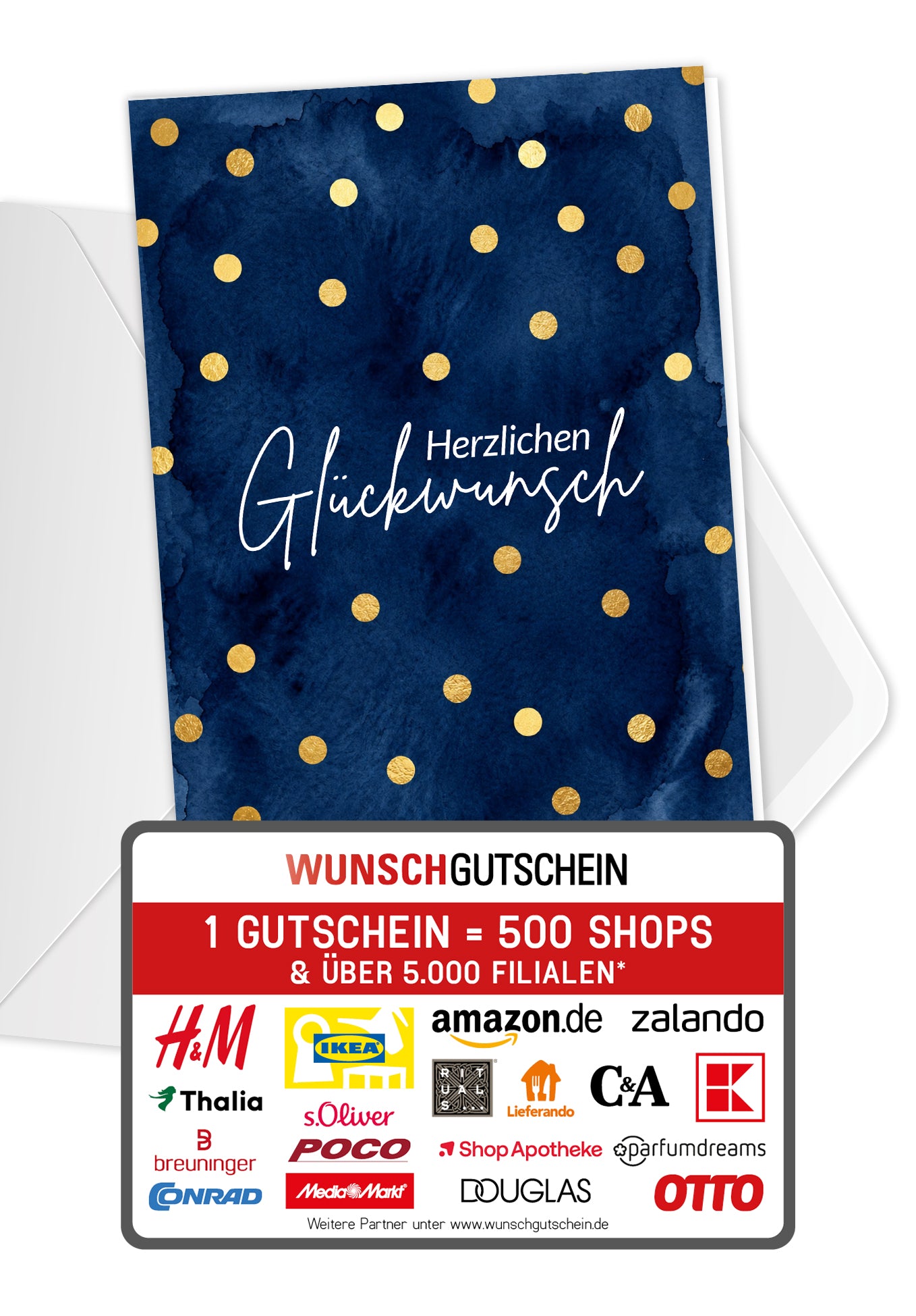 Herzlichen Glückwunsch - Punkte Gold Blau