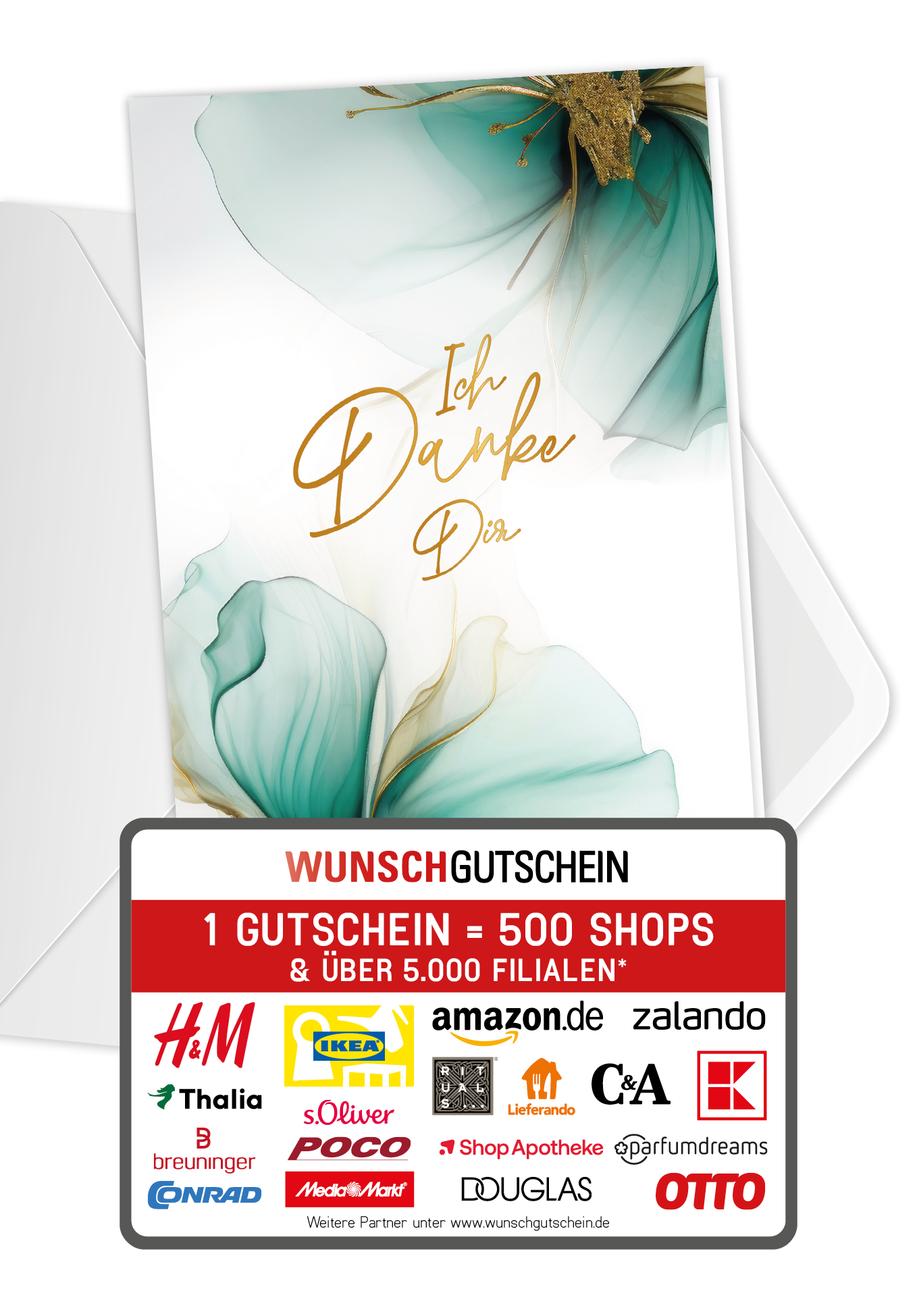 Ich Danke Dir - Blumen Grün Gold