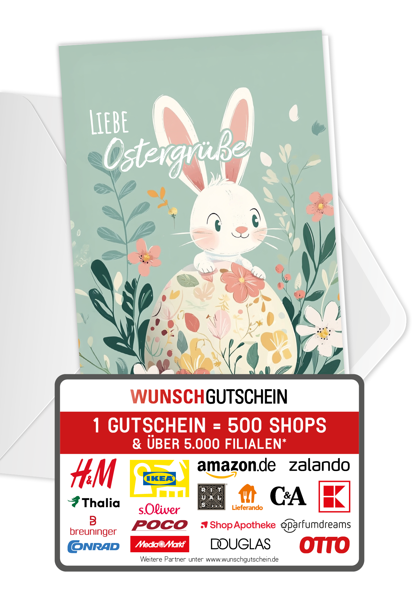 Liebe Ostergrüße - Hase Türkis
