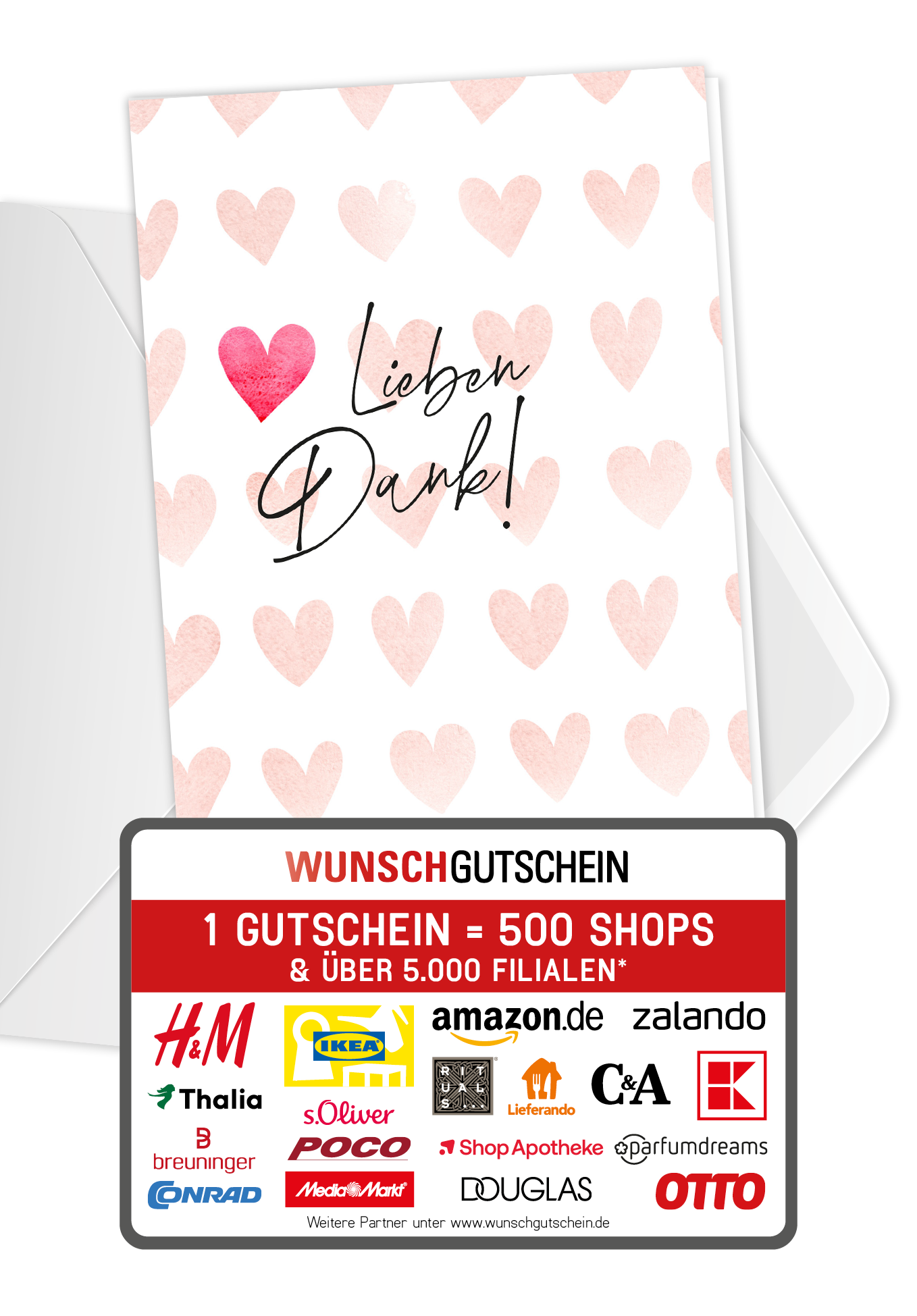 Lieben Dank - Herzen Aquarell