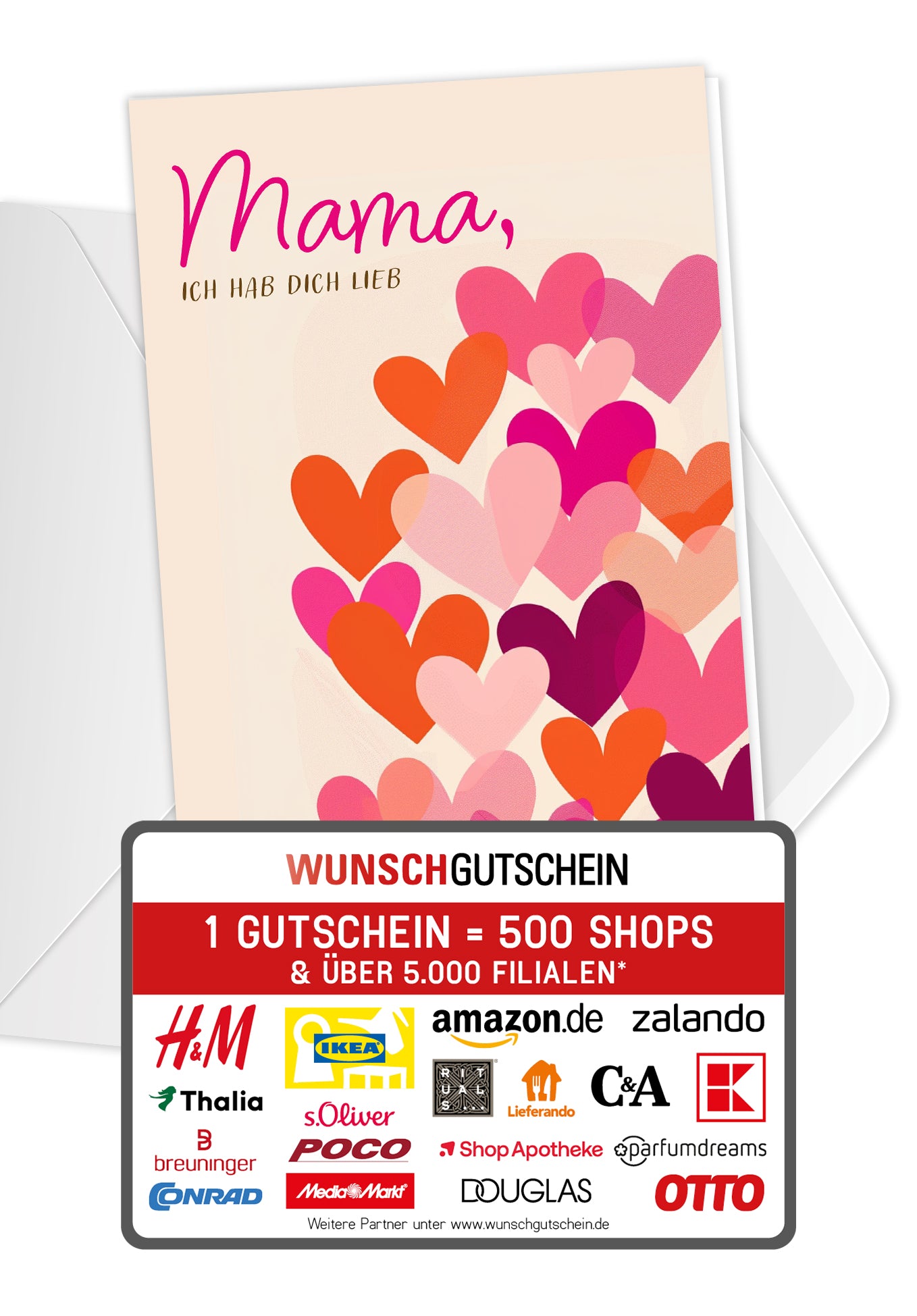 Mama ich hab dich lieb - Herzen Pink Orange