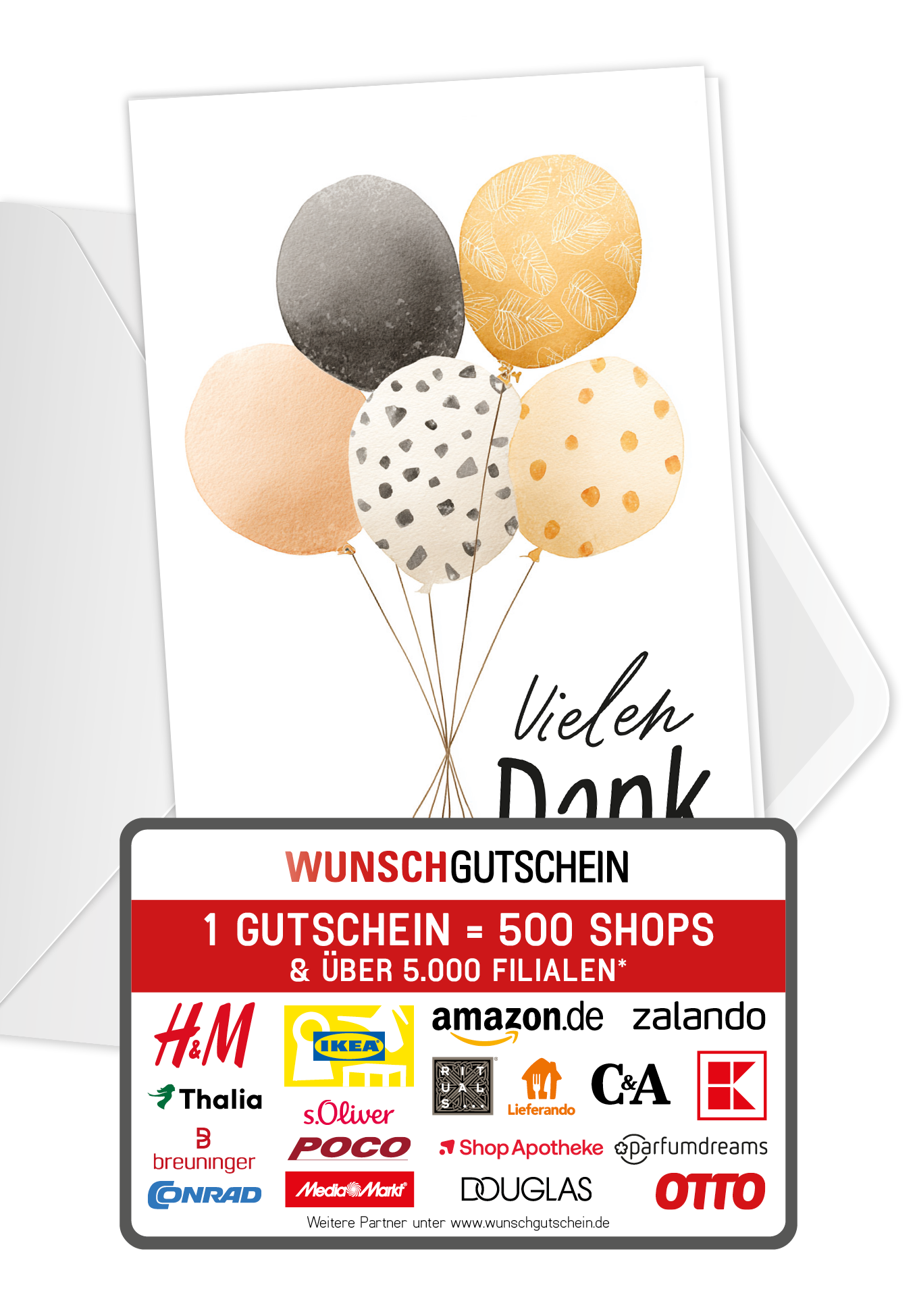 Vielen Dank - Ballons Wasserfarbe