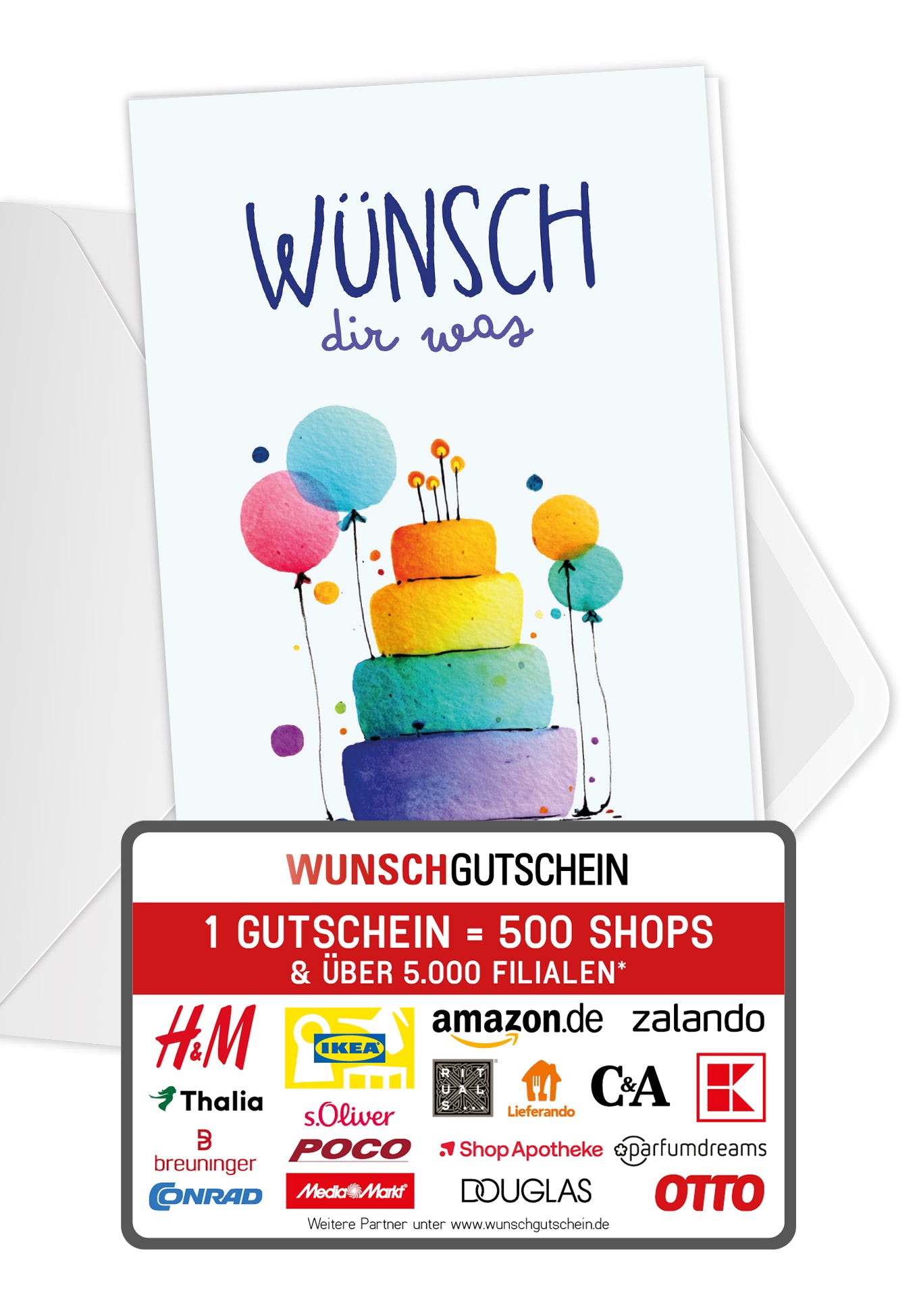 Wünsch dir was - Torte und Ballons Bunt