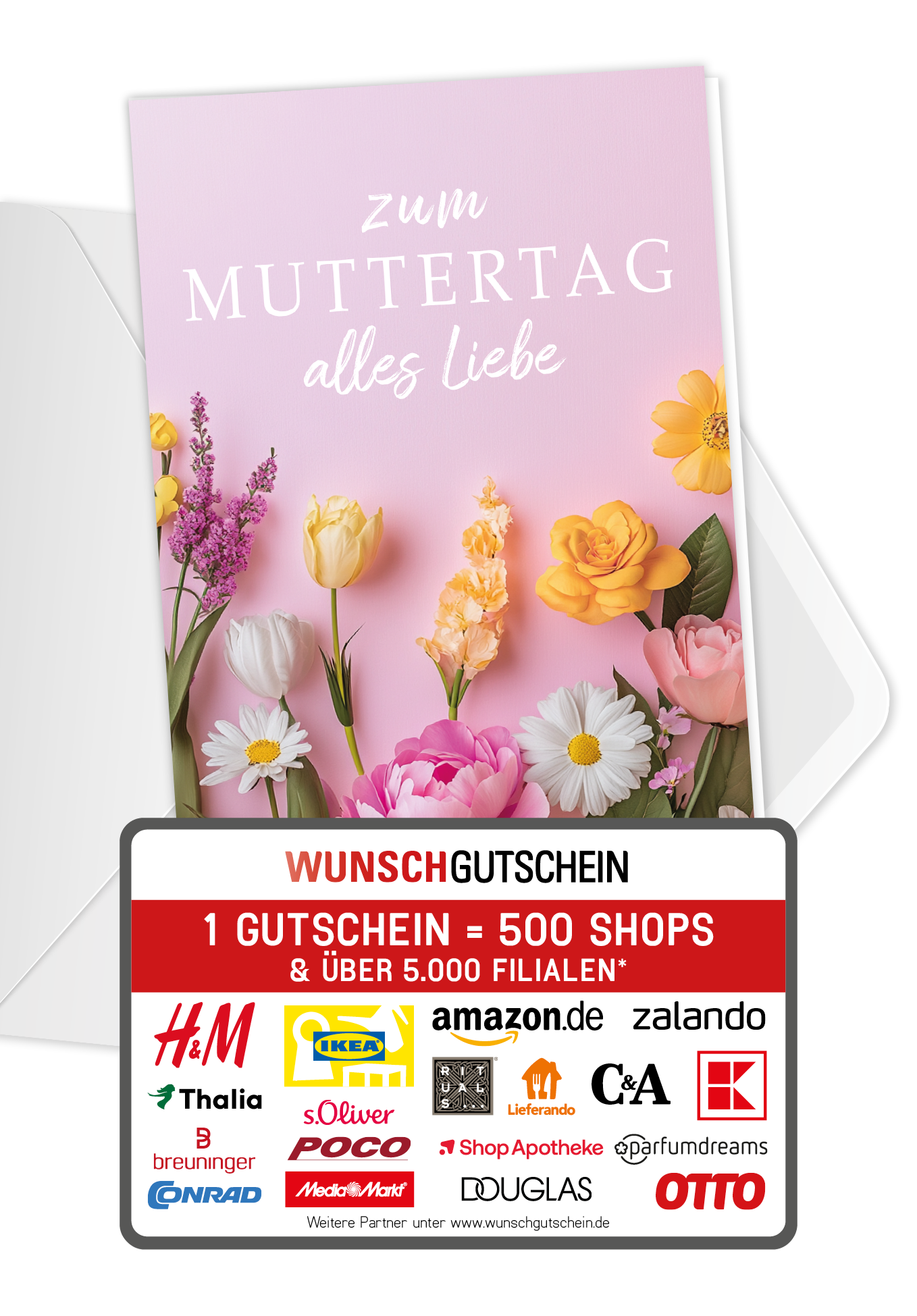 Zum Muttertag alles Liebe - Blumen Rosa