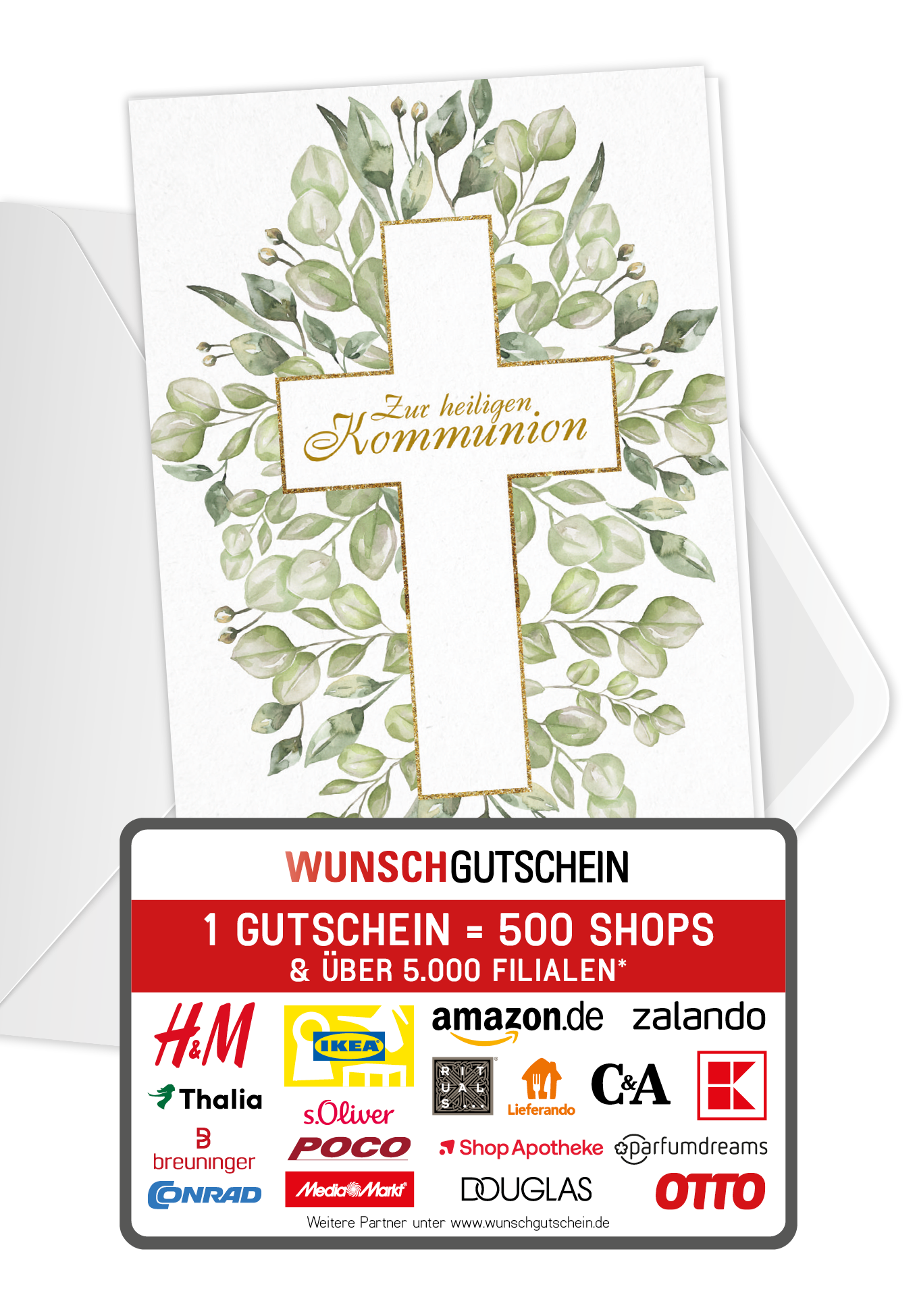 Zur heiligen Kommunion - Kreuz Blätter