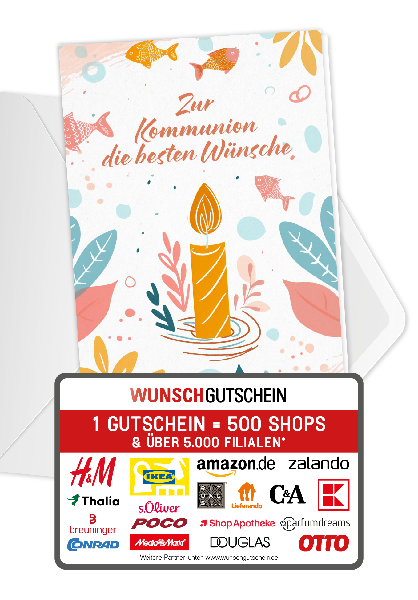 Zur Kommunion - Kerze Fische